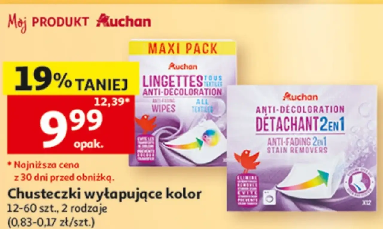 Chusteczki wyłapujące kolor Auchan