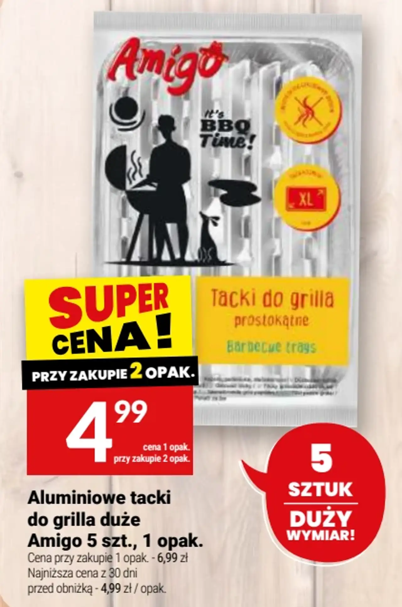 Aluminiowe tacki do grilla duże Amigo