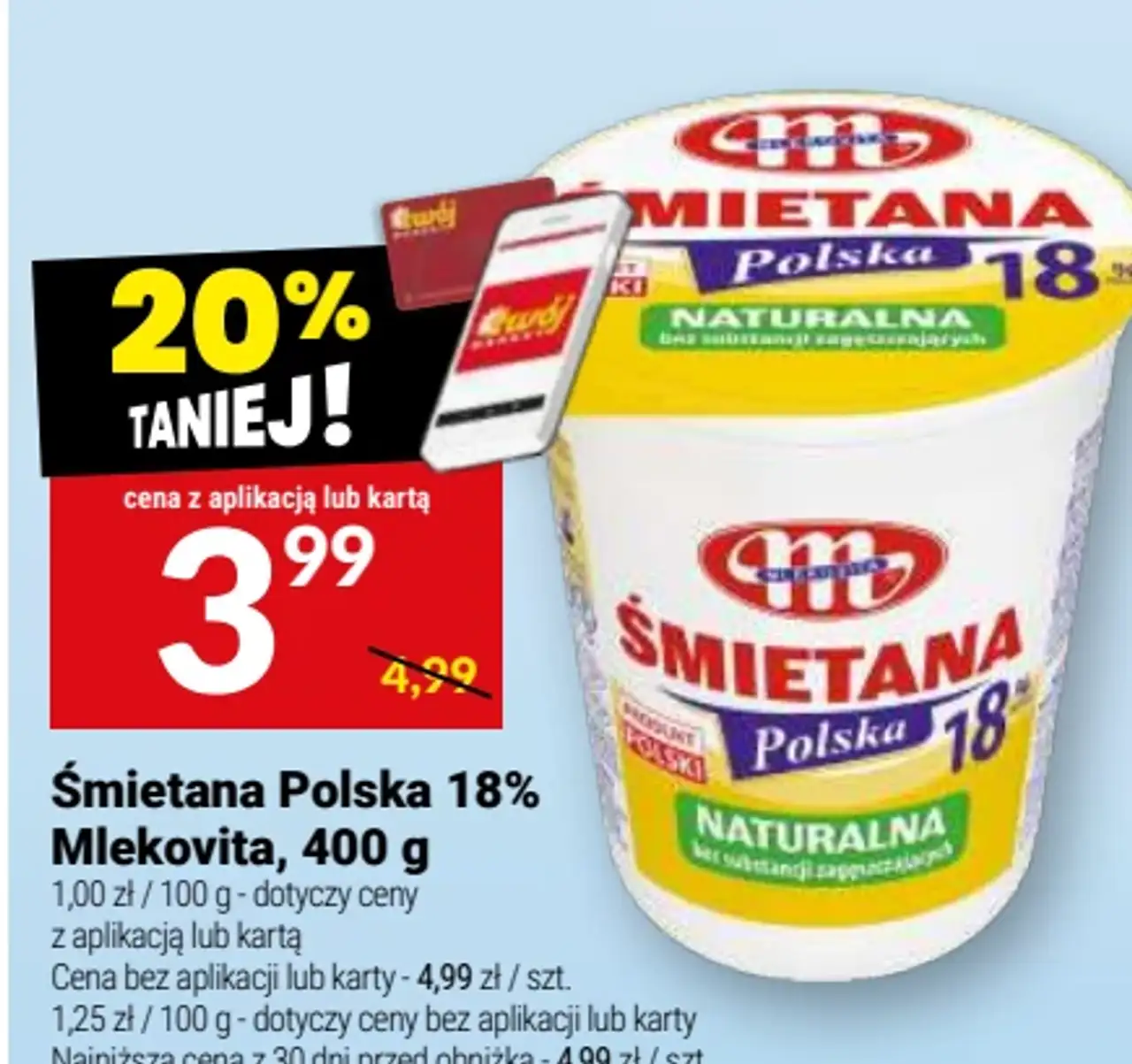 Śmietana Polska 18% Mlekovita, 400 g