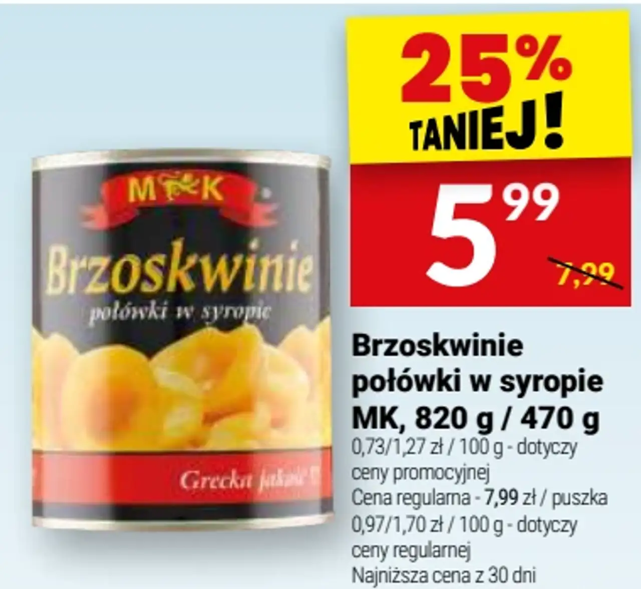 Brzoskinie połówki w syropie MK