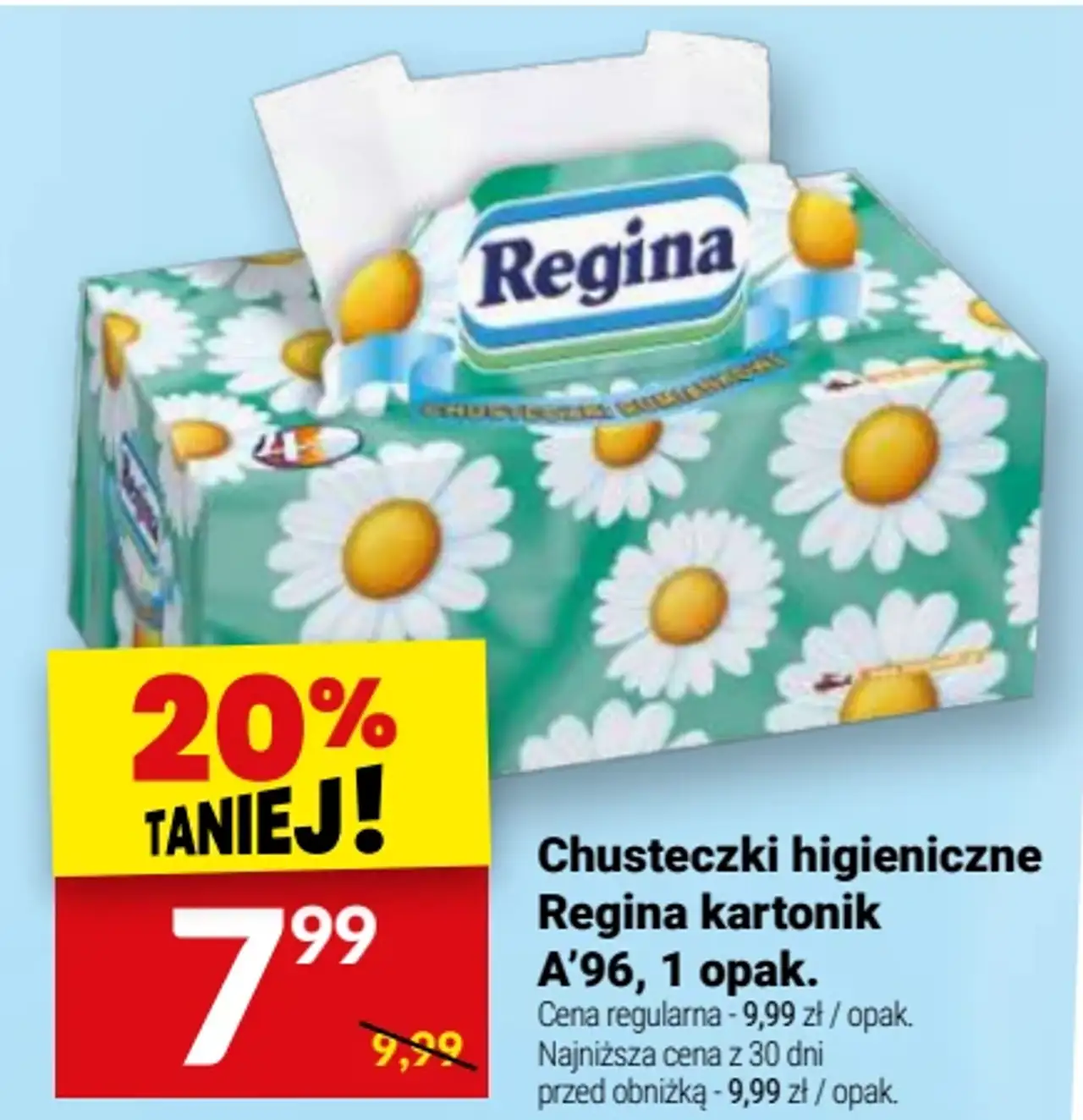 Chusteczki higieniczne Regina kartonik, A'96, 1 opak.