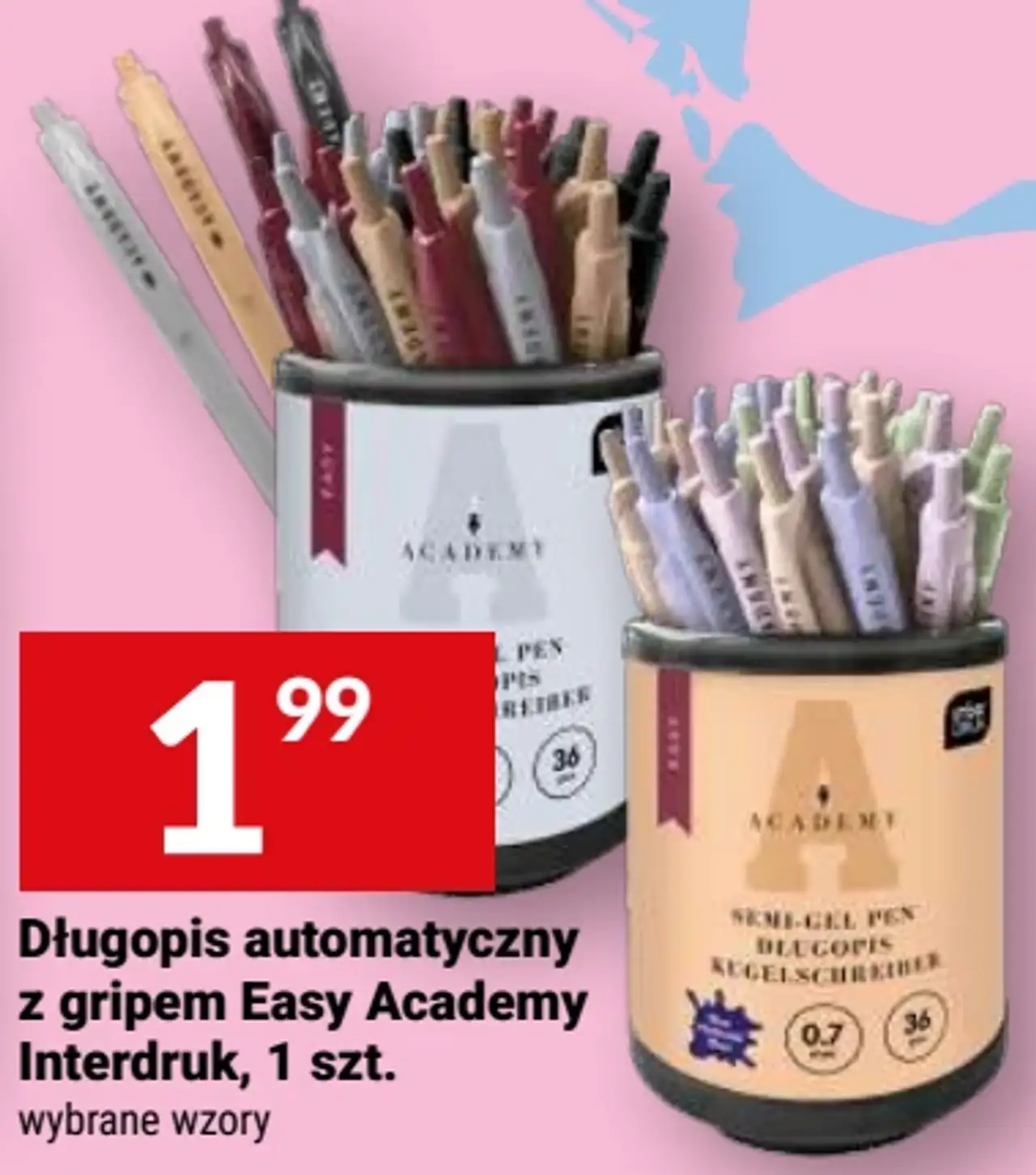 Długopis automatyczny z gripem Easy Academy Interdruk, 1 szt.