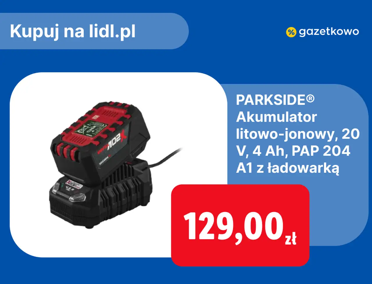 PARKSIDE Akumulator litowo-jonowy, 20 V, 4 Ah, PAP 204 A1 z ładowarką