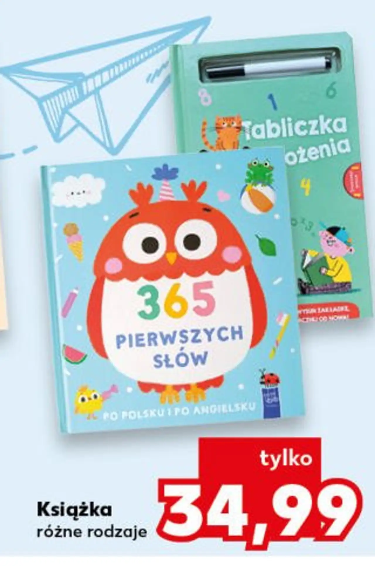 Książka, różne rodzaje (np. 365 pierwszych słów, Tabliczka mnożenia)