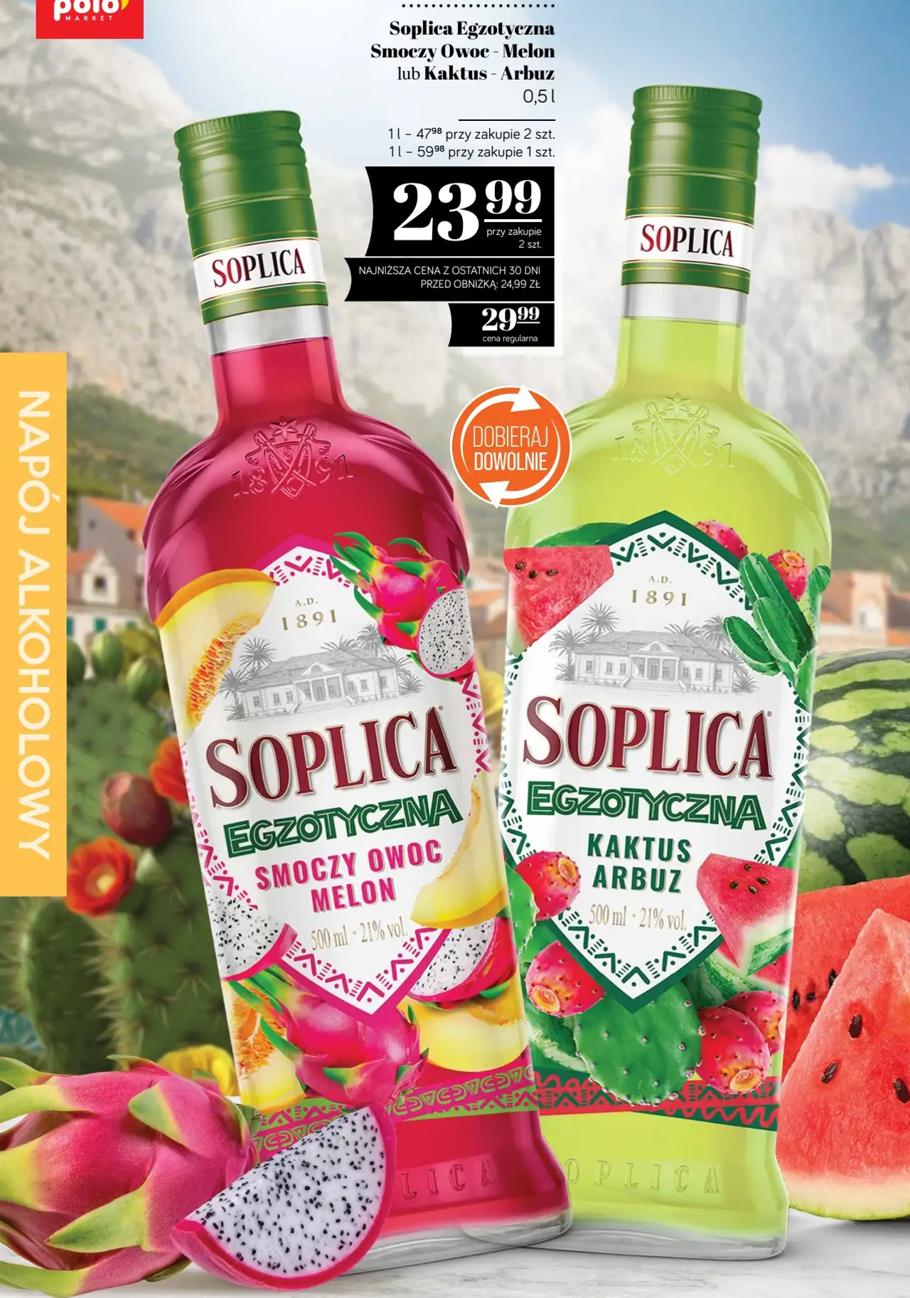 Soplica Egzotyczna Smoczy Owoc - Melon lub Kaktus - Arbuz