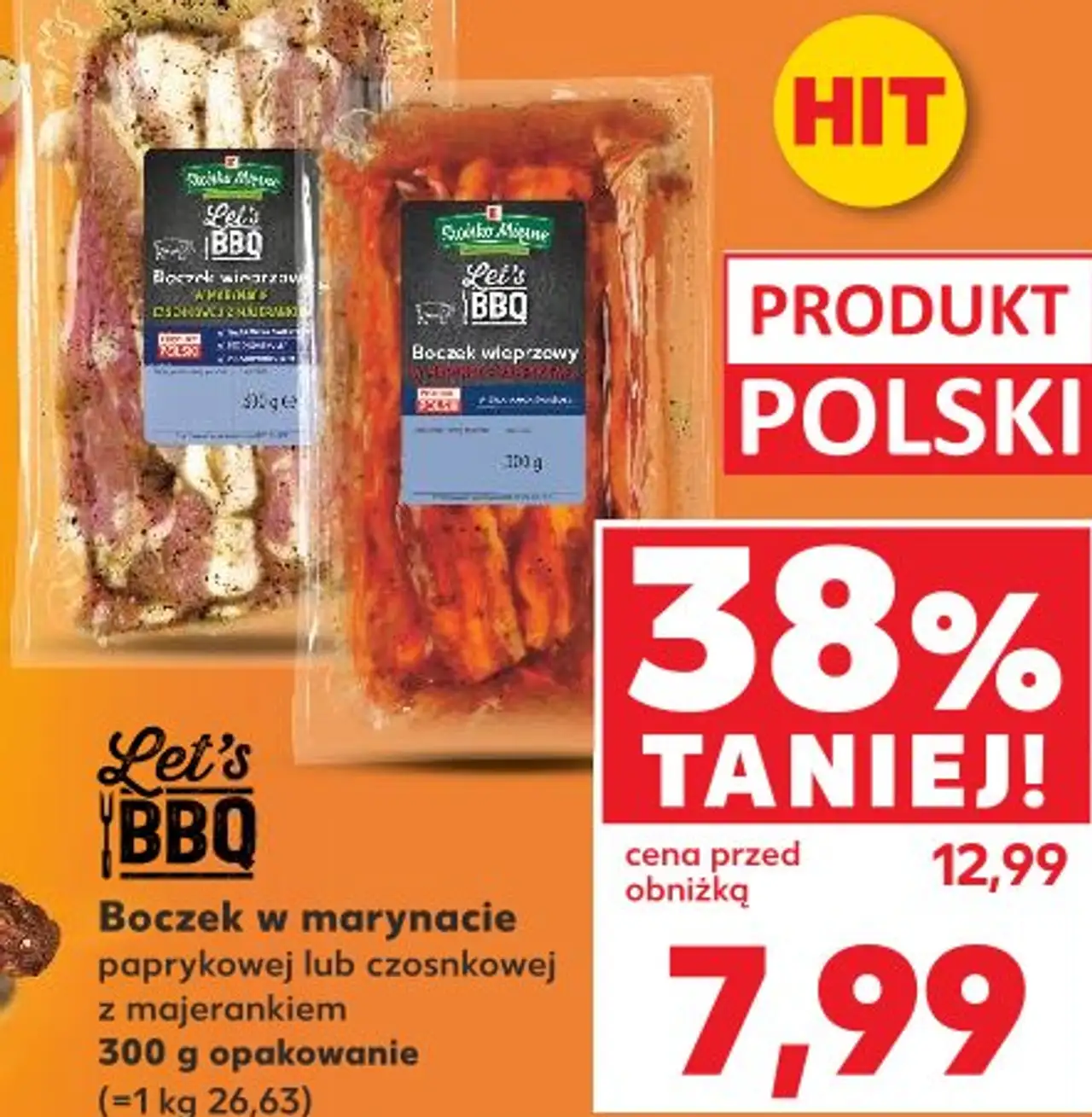 Let's BBQ Boczek w marynacie paprykowym lub czosnkowej z majerankiem
