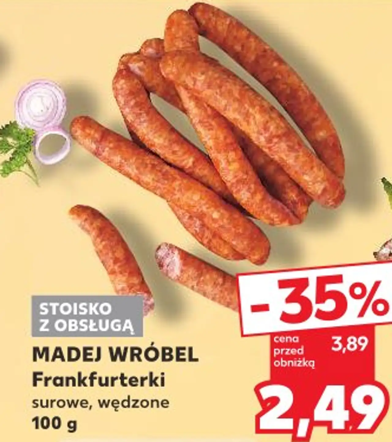 Madej Wróbel Frankfurterki surowe, wędzone