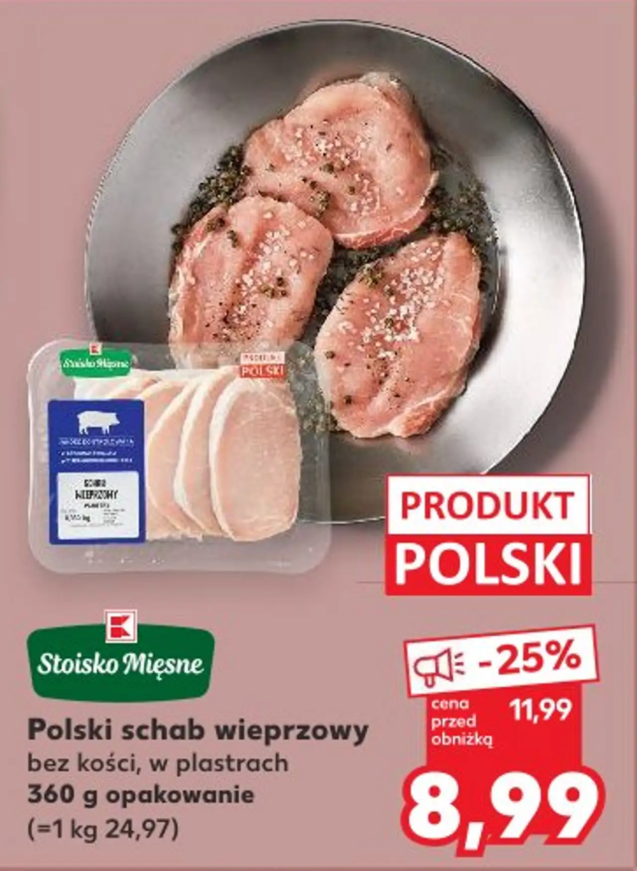 Stoisko Mięsne Polski schab wieprzowy bez kości, w plastrach