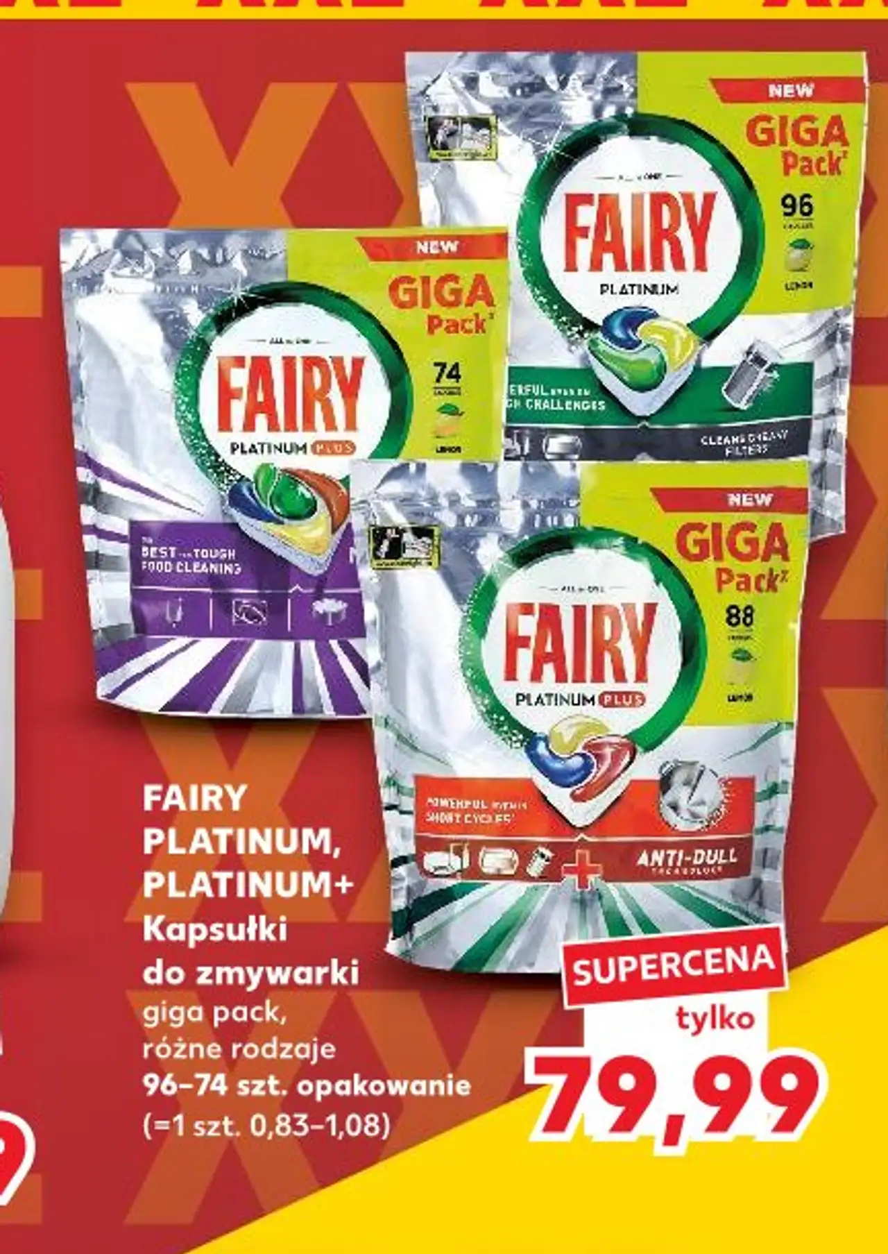 Fairy Platinum, Platinum+ Kapsułki do zmywarki giga pack