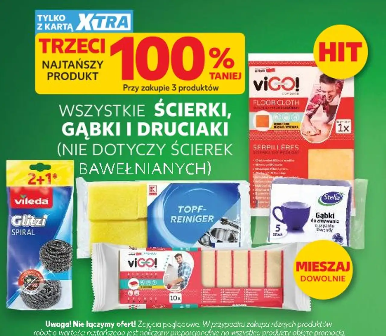 Wszystkie ścierki, gąbki i druciaki (nie dotyczy ścierek bawełnianych)