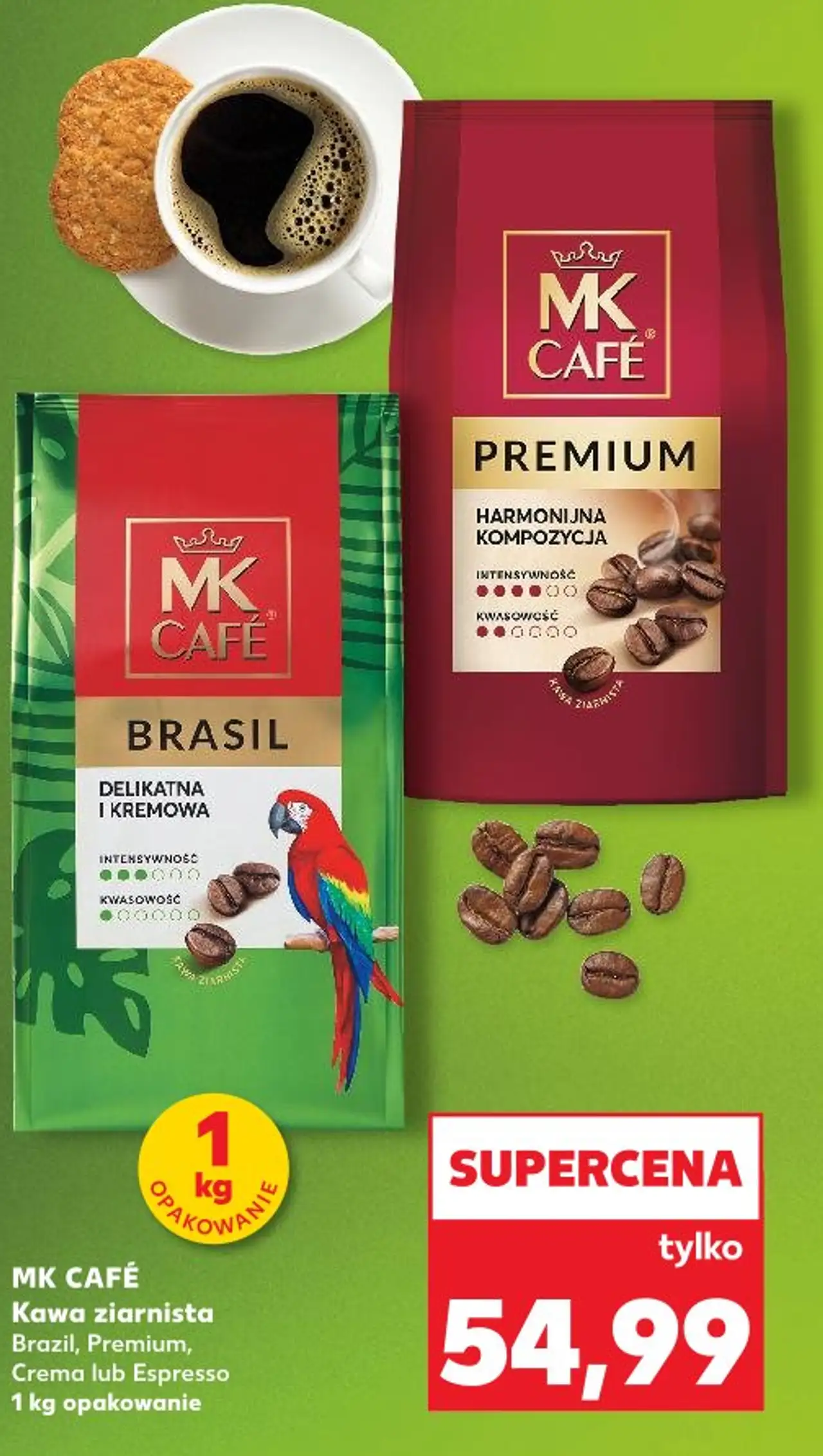 Kawa ziarnista MK Café Brasil, Premium, Crema lub Espresso