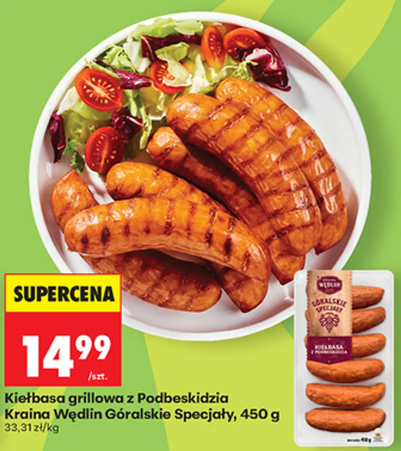 Kiełbasa grillowa z Podbeskidzia Kraina Wędlin Góralskie Specjały