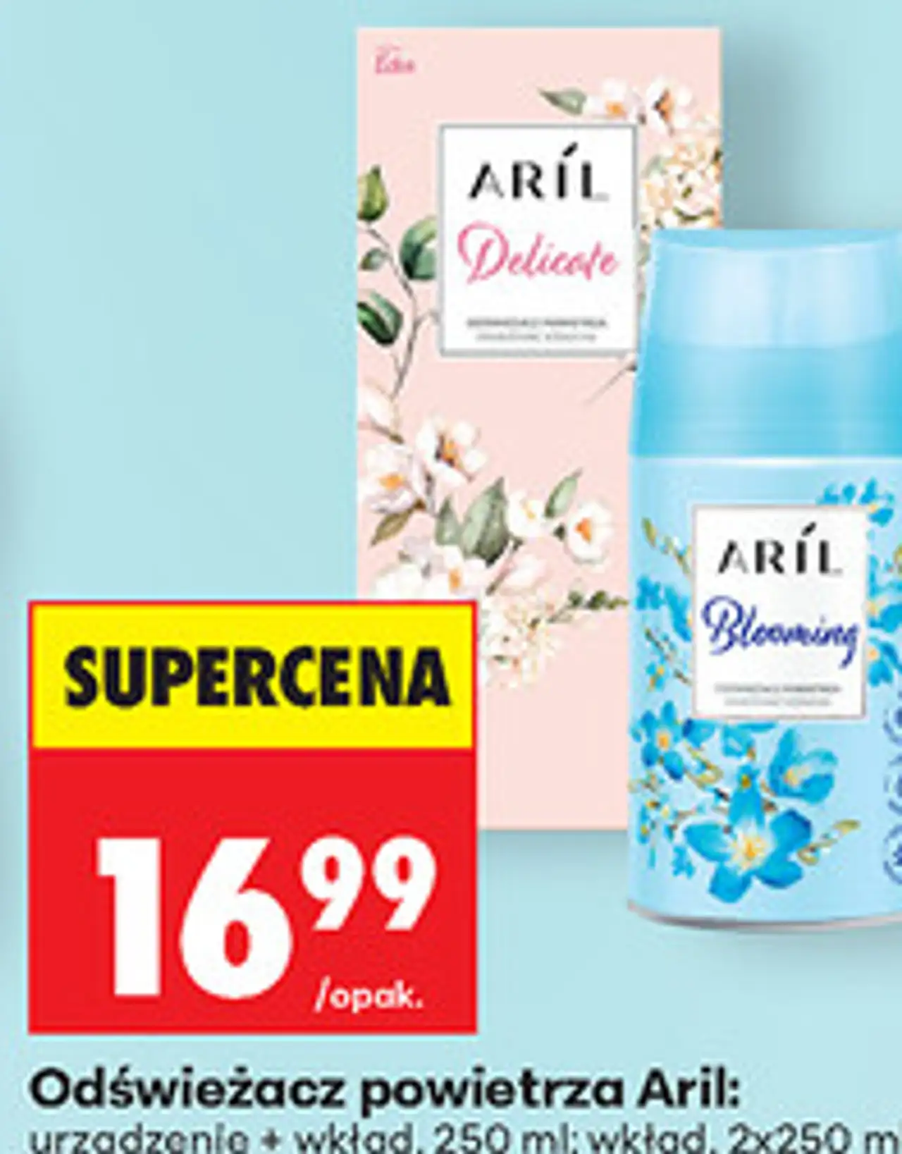 Odświeżacz powietrza Aril, urządzenie + wkład 250 ml lub wkład 2x250 ml