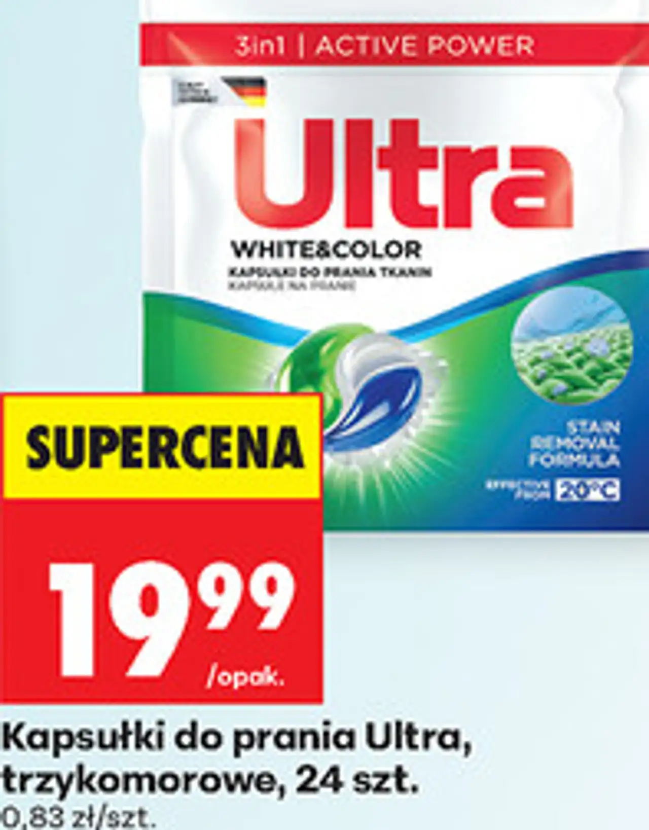 Kapsułki do prania Ultra, trzykomorowe, 24 szt.