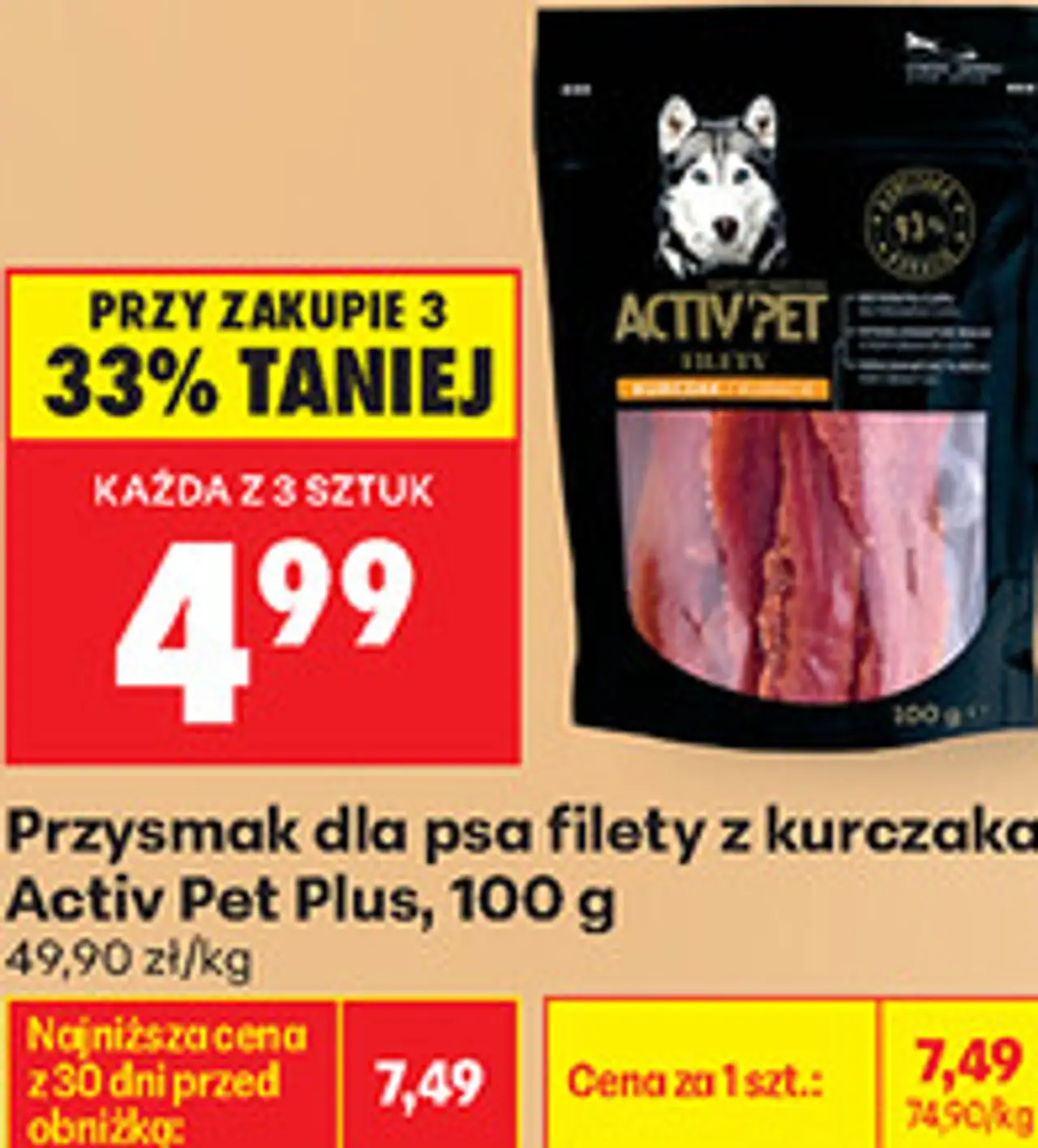 Przysmak dla psa filety z kurczaka Activ Pet Plus, 100 g