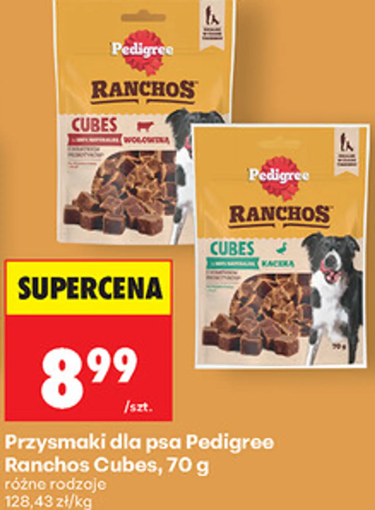 Przysmaki dla psa Pedigree Ranchos Cubes, 70 g