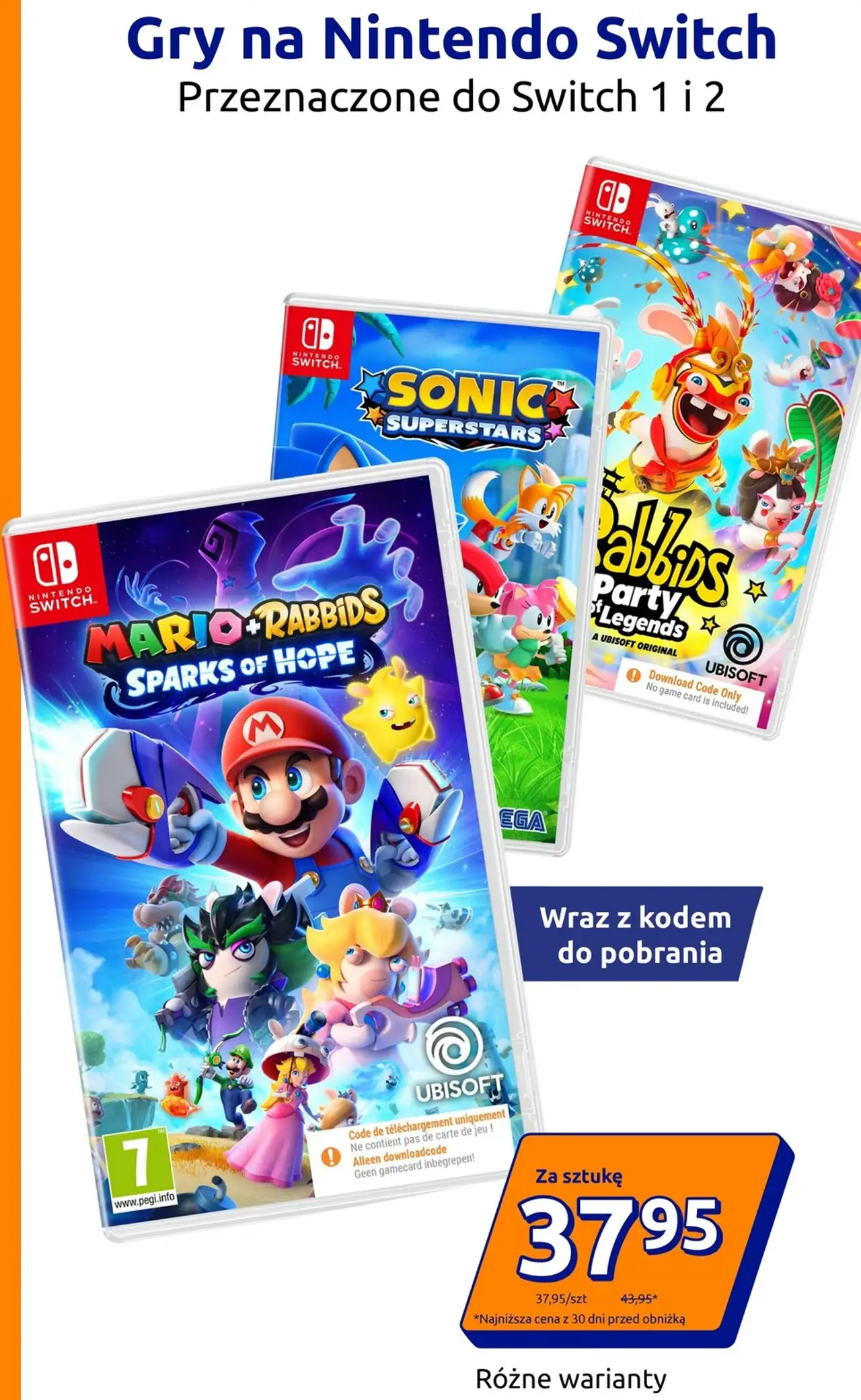 Gra na Nintendo Switch Różne warianty (np. Mario + Rabbids Sparks of Hope, Sonic Superstars, Rabbids Party Legends)