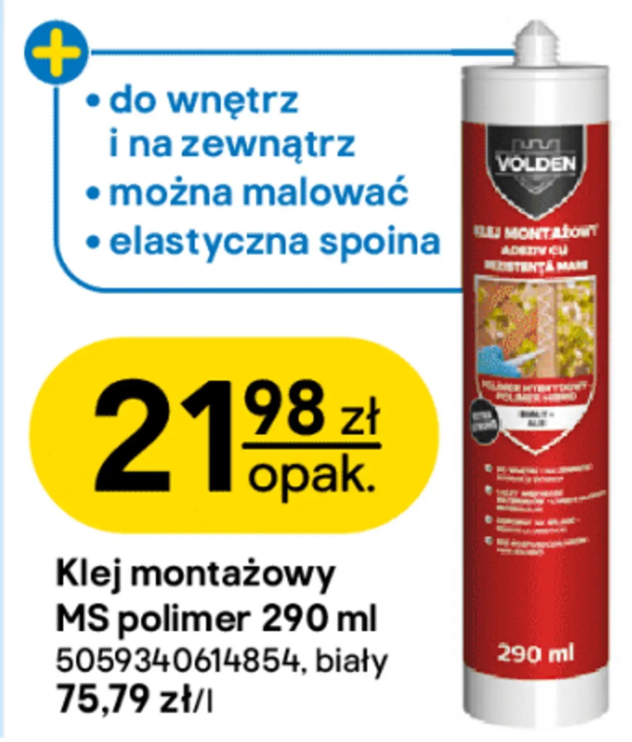 Klej montażowy MS polimer Volden 290 ml