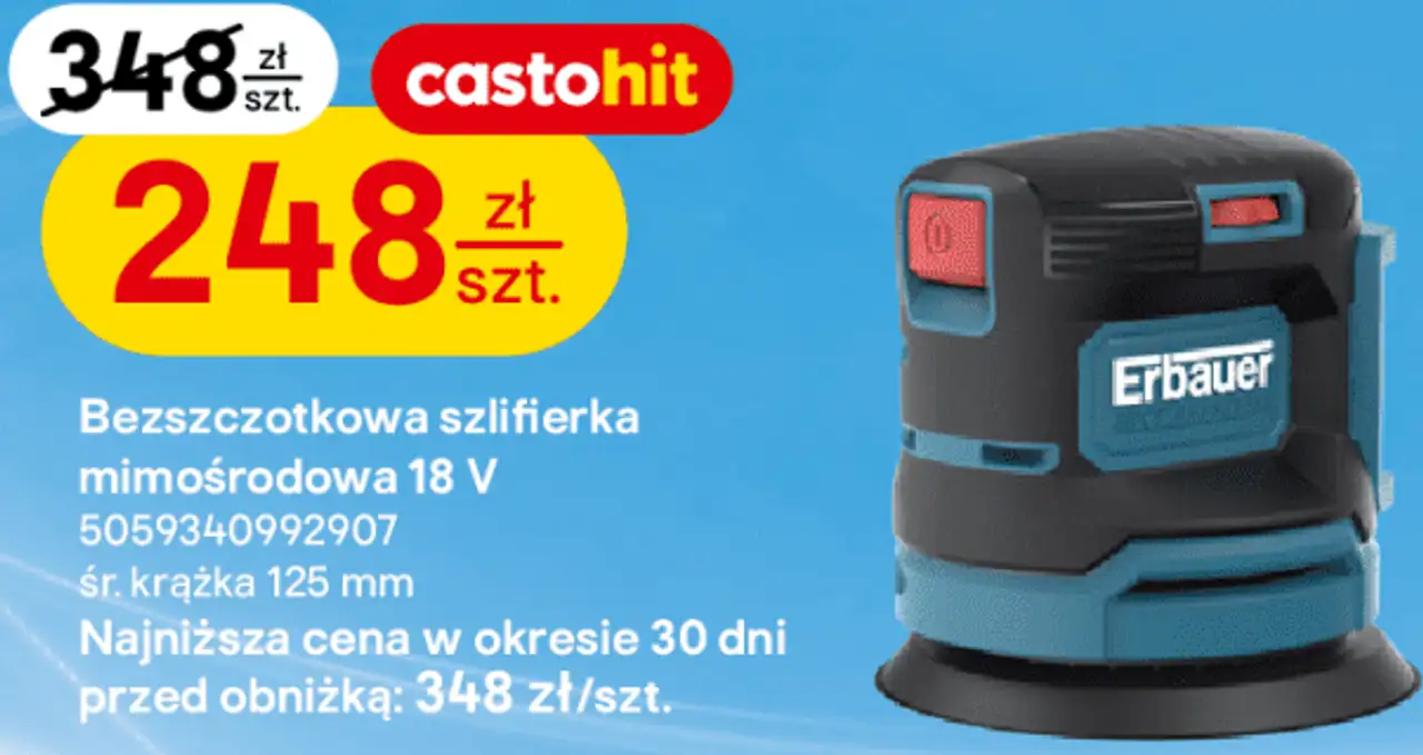 Bezszczotkowa szlifierka mimośrodowa 18 V Erbauer
