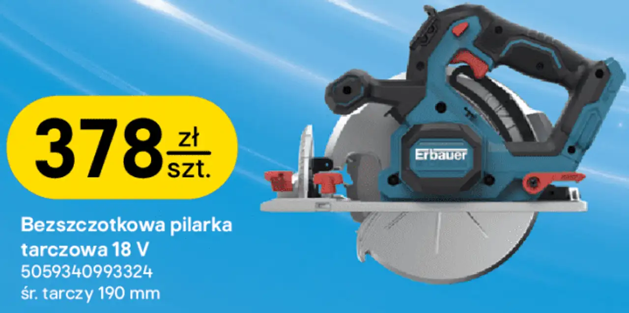 Bezszczotkowa pilarka tarczowa 18 V Erbauer