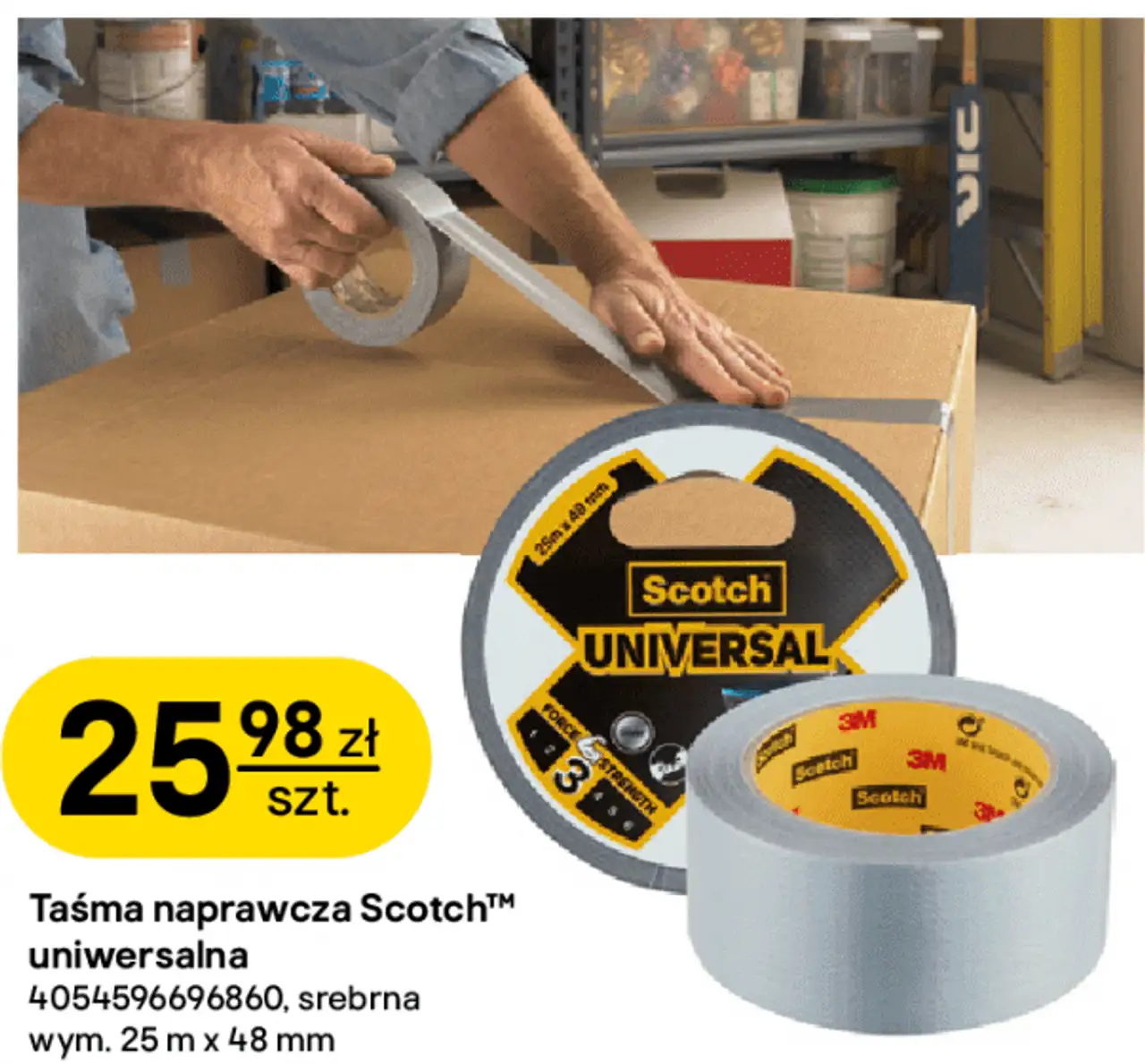 Taśma naprawcza Scotch™ uniwersalna srebrna 25 m x 48 mm