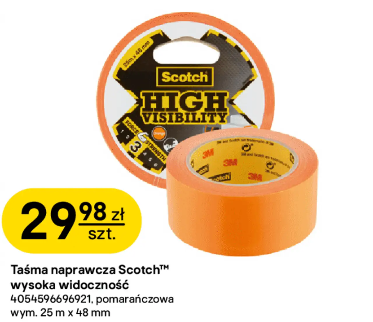 Taśma naprawcza Scotch™ wysoka widoczność pomarańczowa 25 m x 48 mm