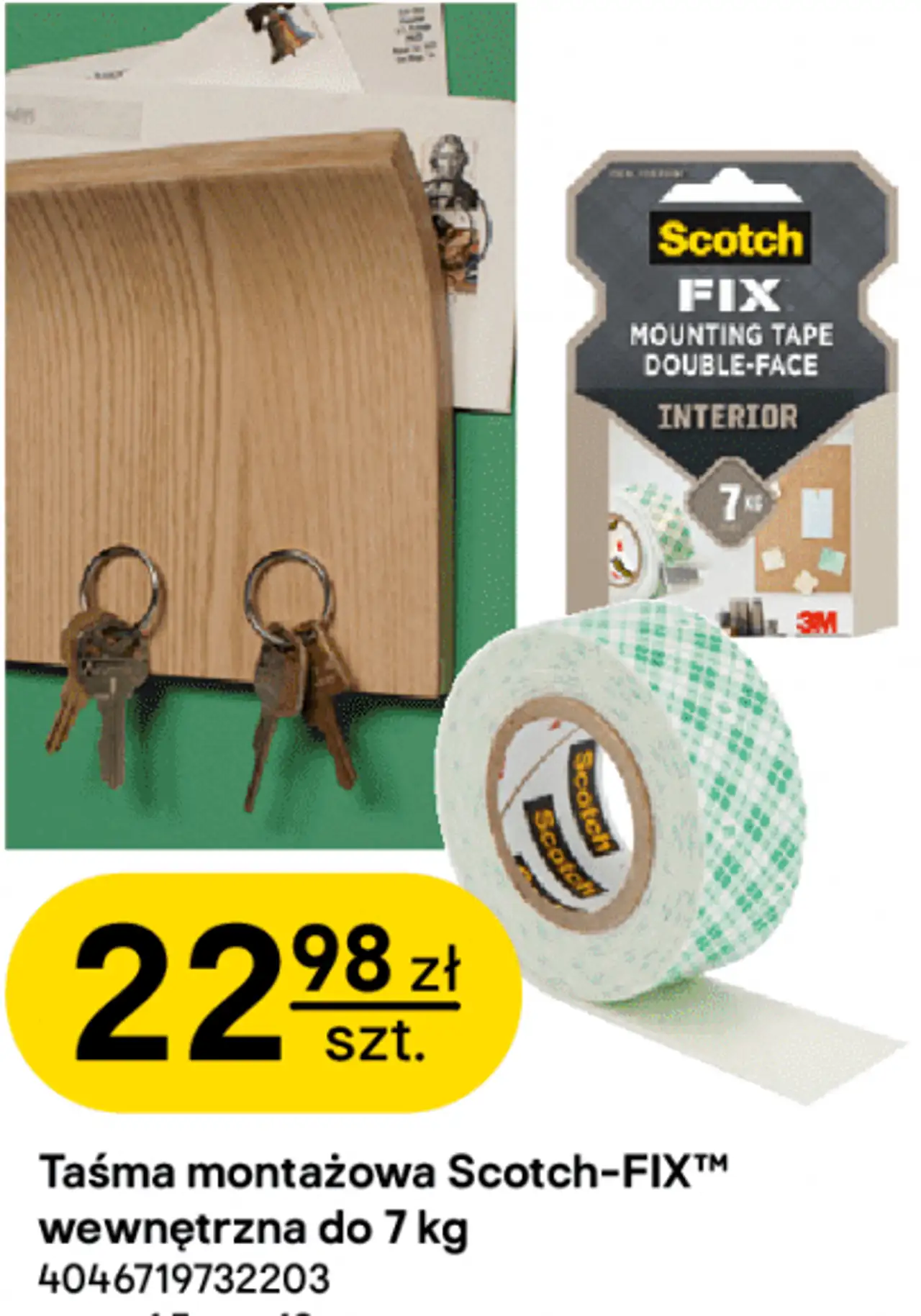 Taśma montażowa Scotch-FIX™ wewnętrzna do 7 kg 1,5 m x 19 mm