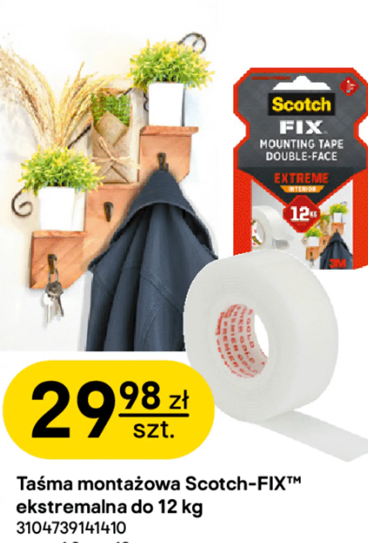 Taśma montażowa Scotch-FIX™ ekstremalna do 12 kg 1,8 m x 19 mm