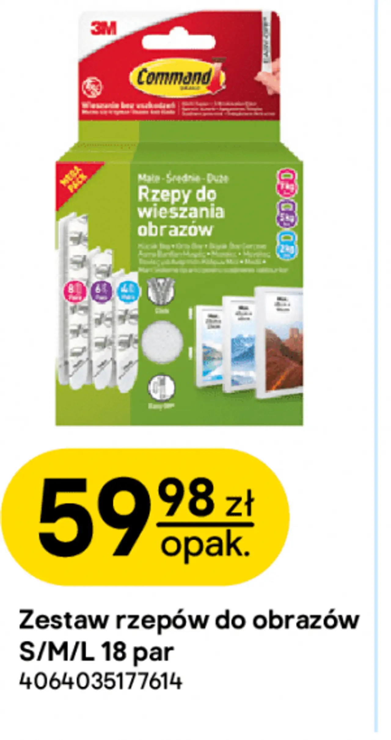 Command Zestaw rzepów do obrazów S/M/L 18 par