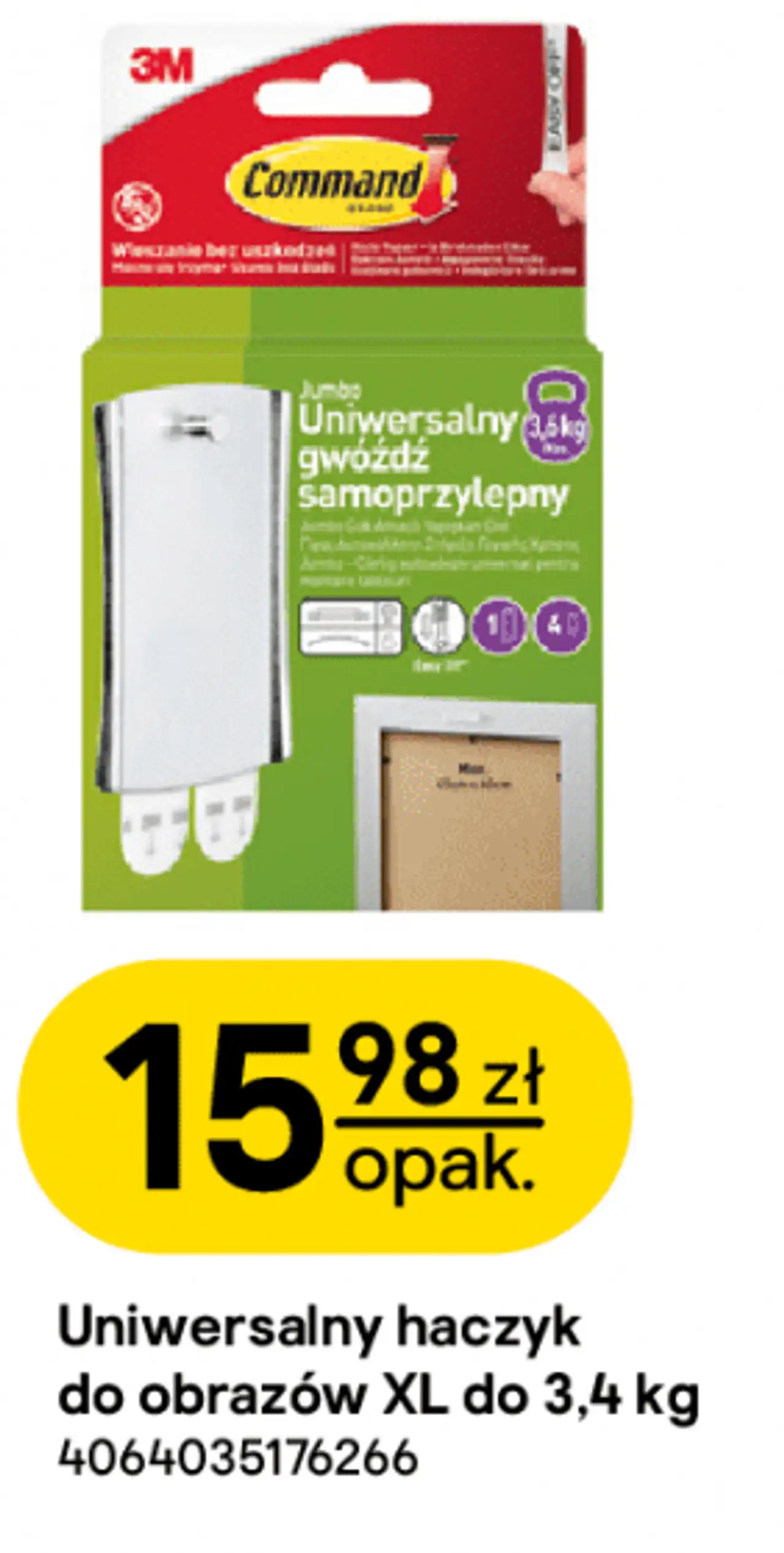 Command Uniwersalny haczyk do obrazów XL do 3,4 kg