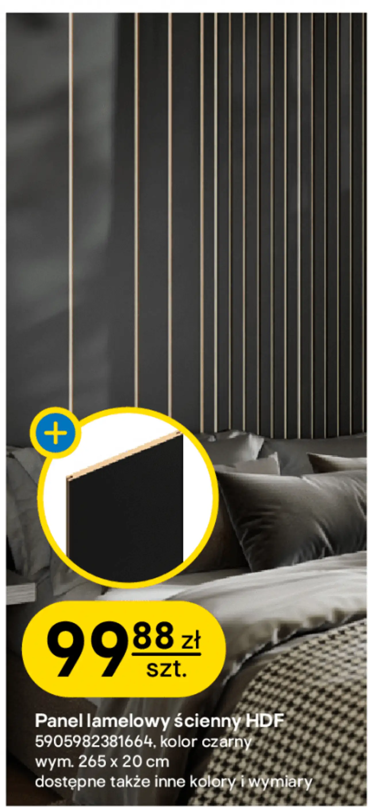 OK WALL Panel lamelowy ścienny HDF, czarny