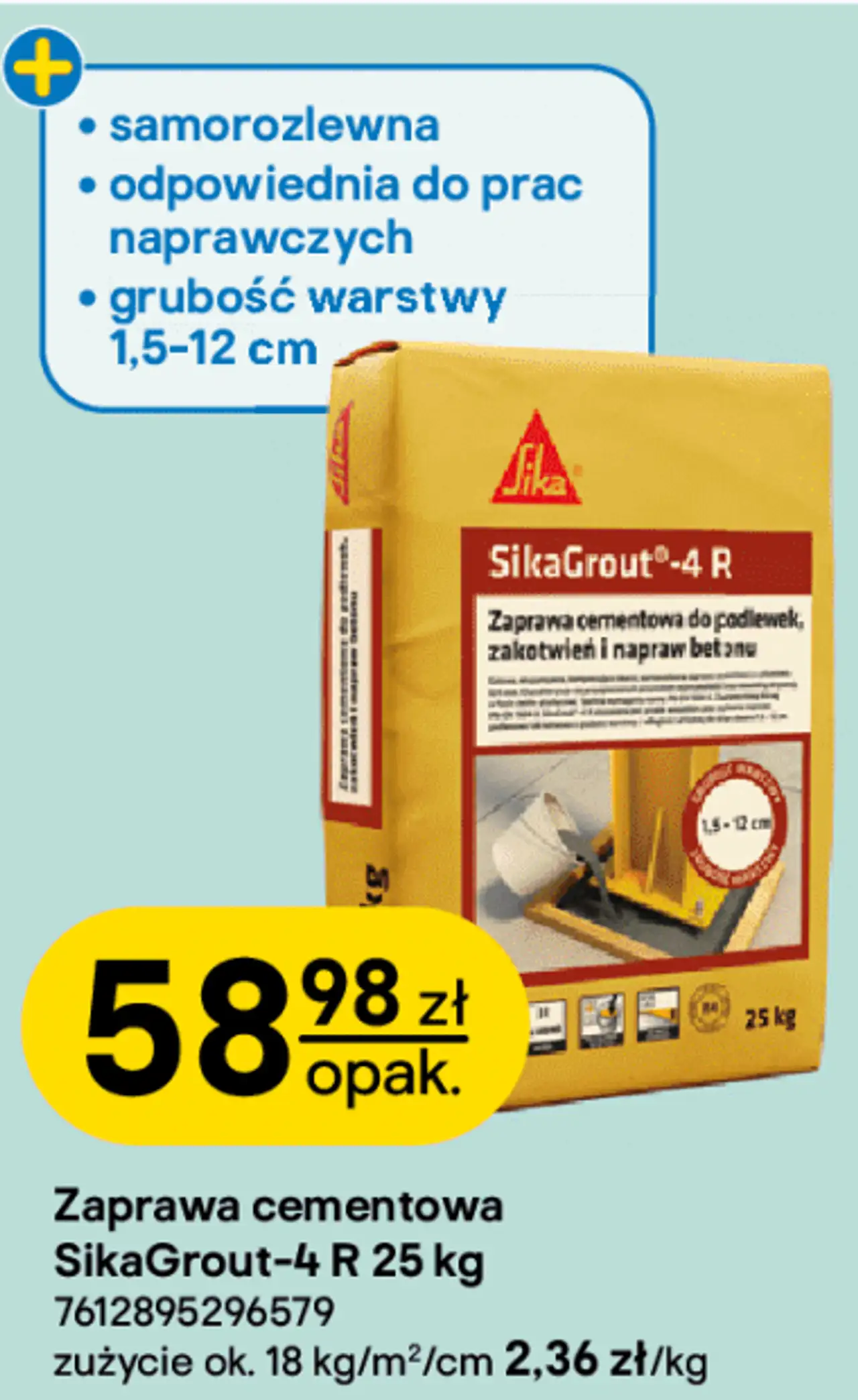 Zaprawa cementowa SikaGrout-4 R 25 kg