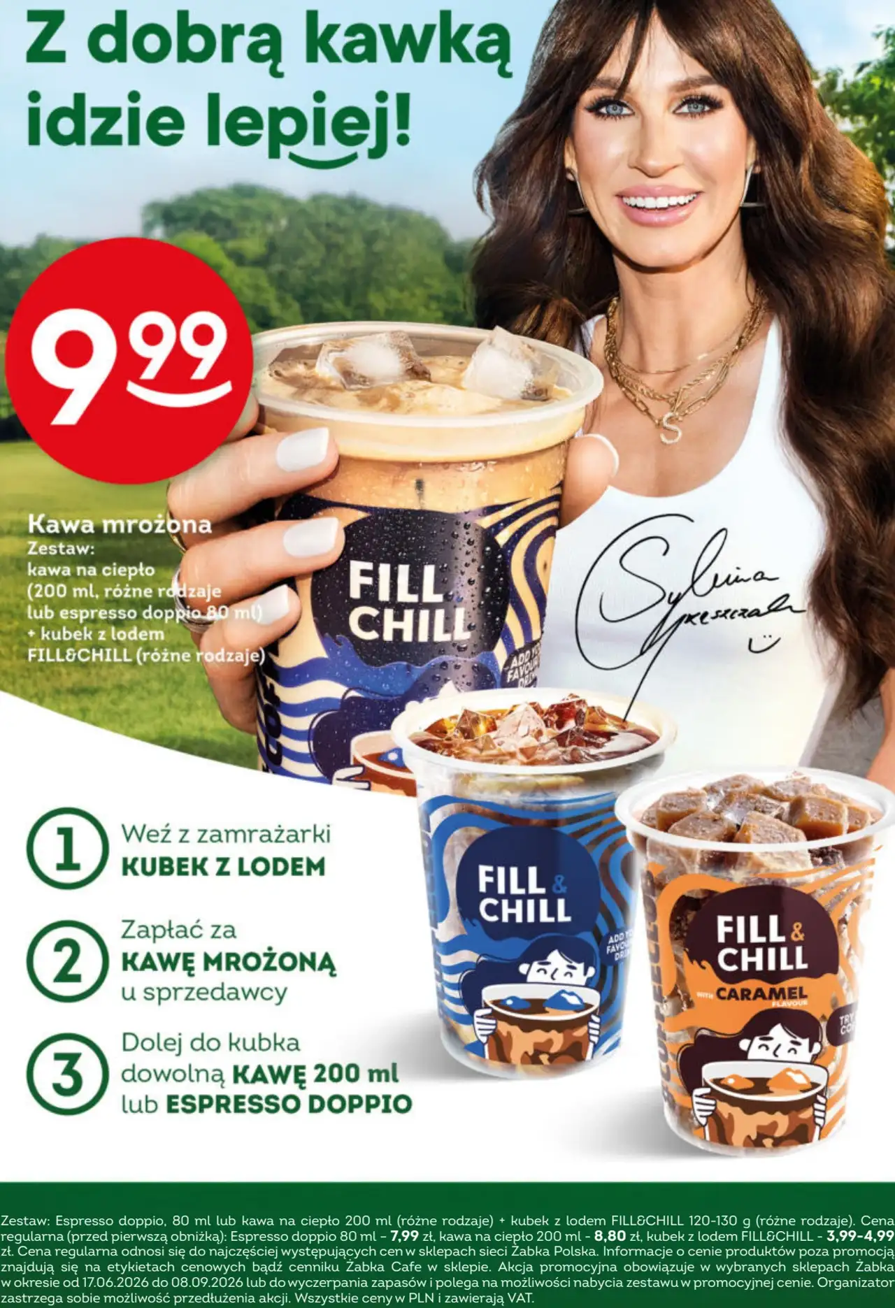 Zestaw: Kawa mrożona (kawa na ciepło 200 ml lub espresso doppio 80 ml + kubek z lodem FILL&CHILL 120-130 g)