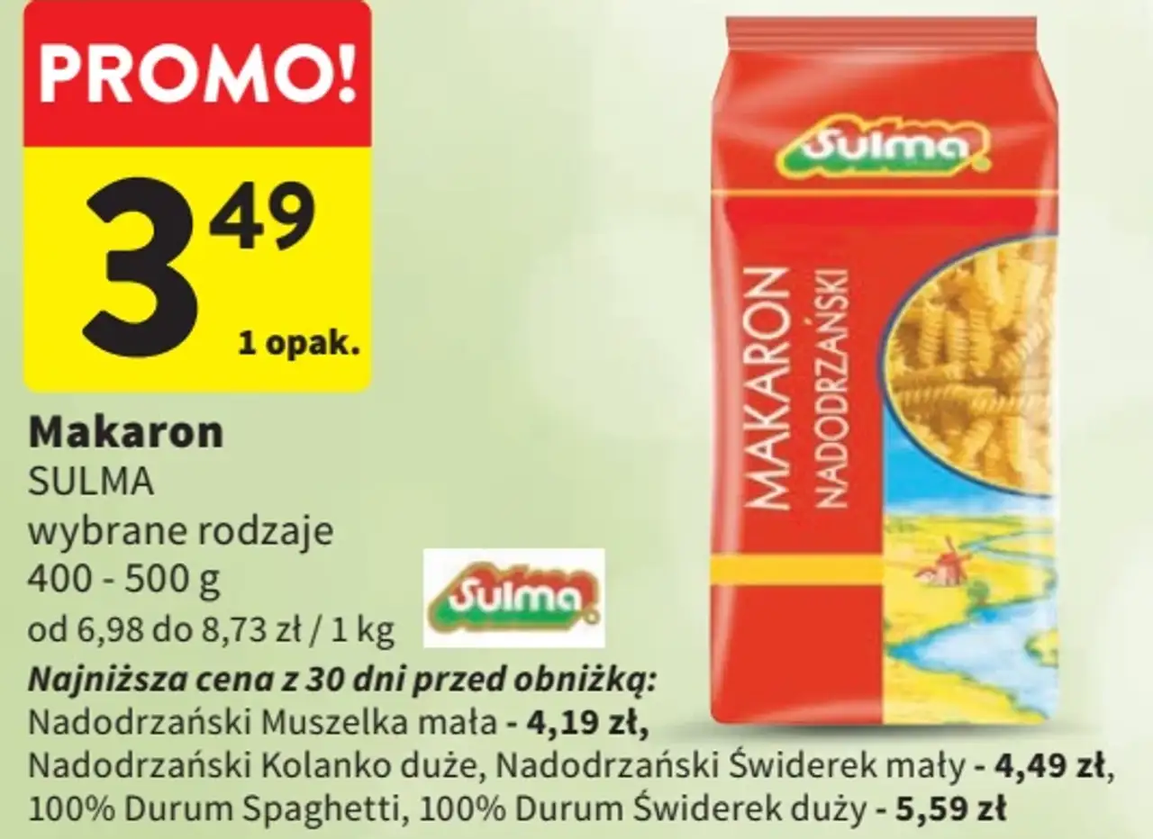 Makaron SULMA wybrane rodzaje