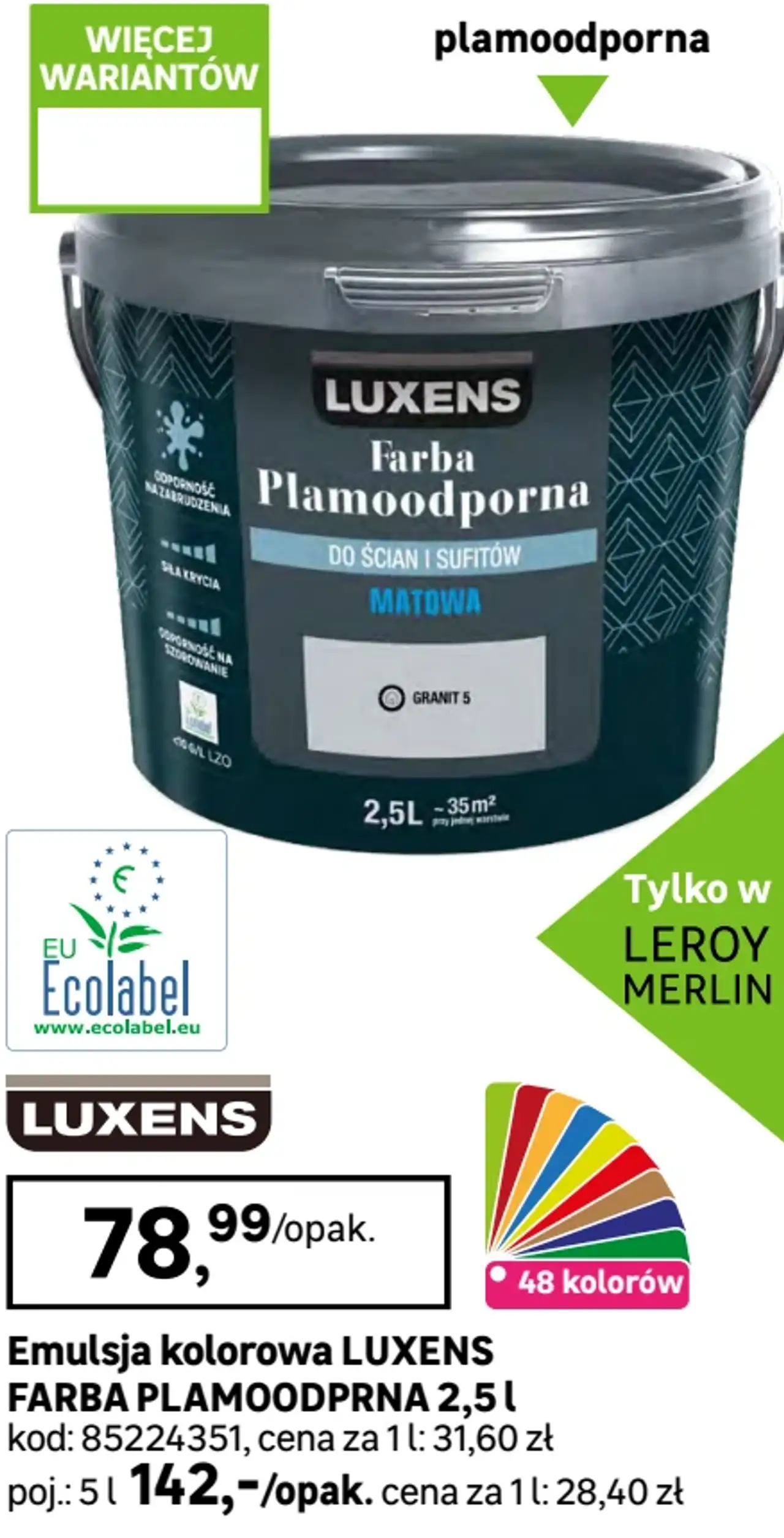 Emulsja kolorowa Luxens Farba Plamoodporna 2,5 l