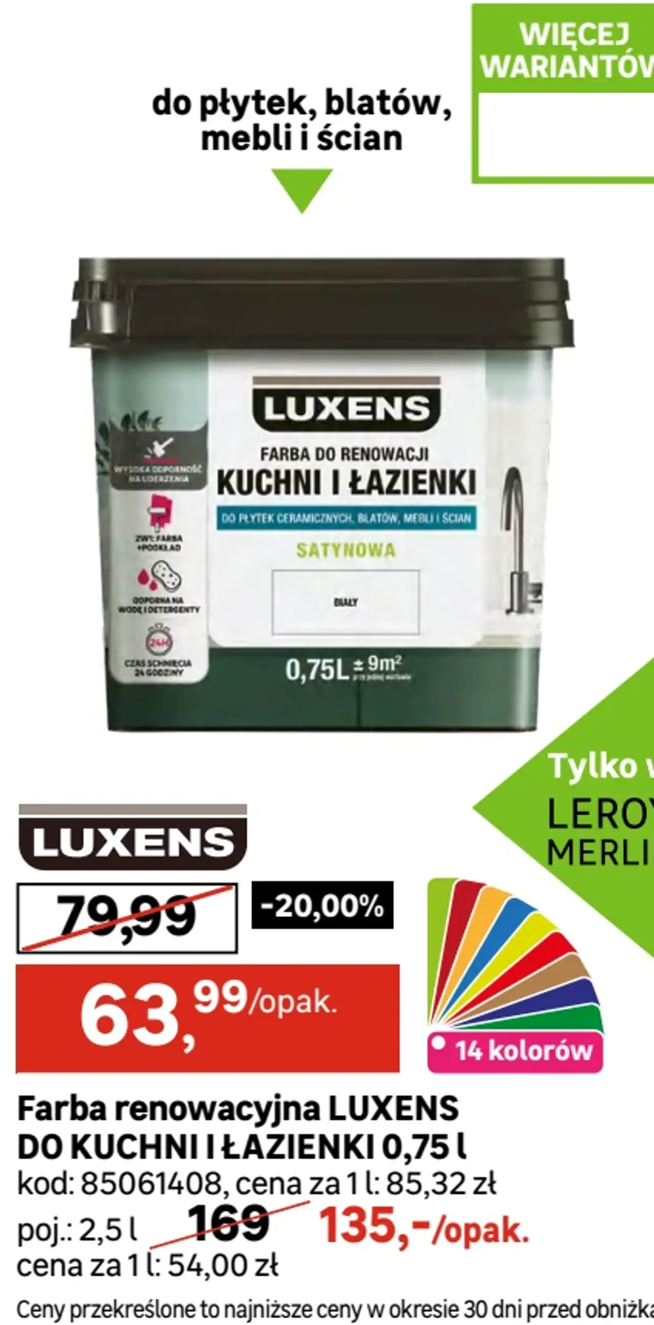 Farba renowacyjna Luxens do kuchni i łazienki 0,75 l