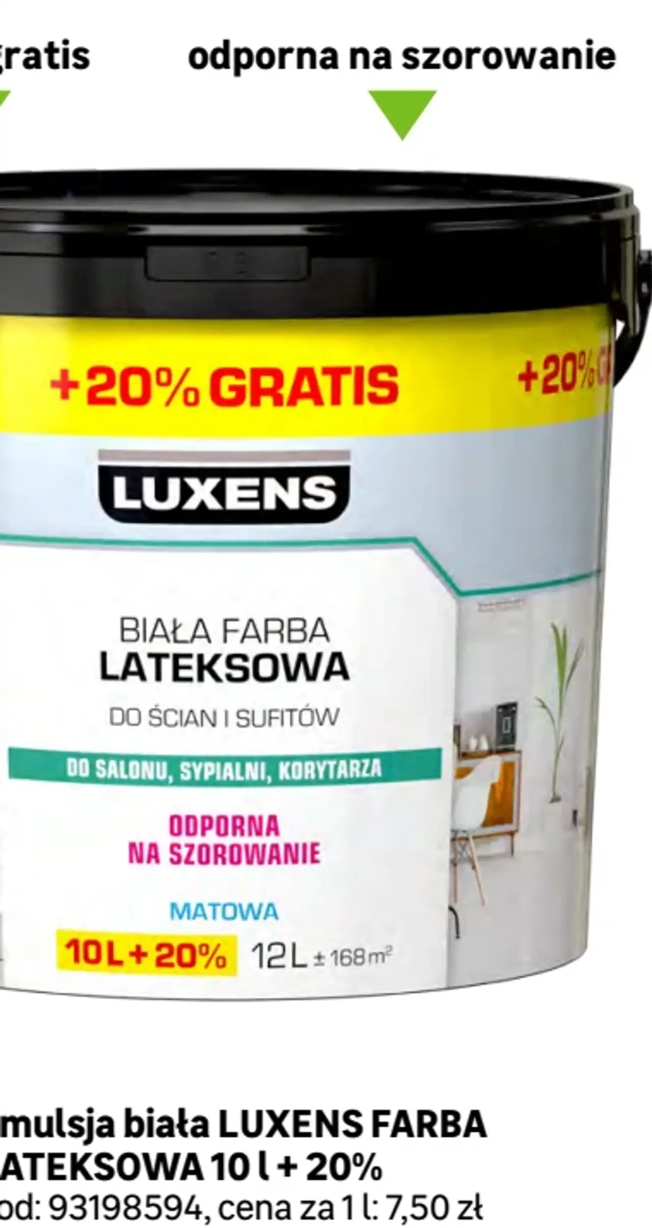Emulsja biała LUXENS FARBA LATEKSOWA 10 l + 20%