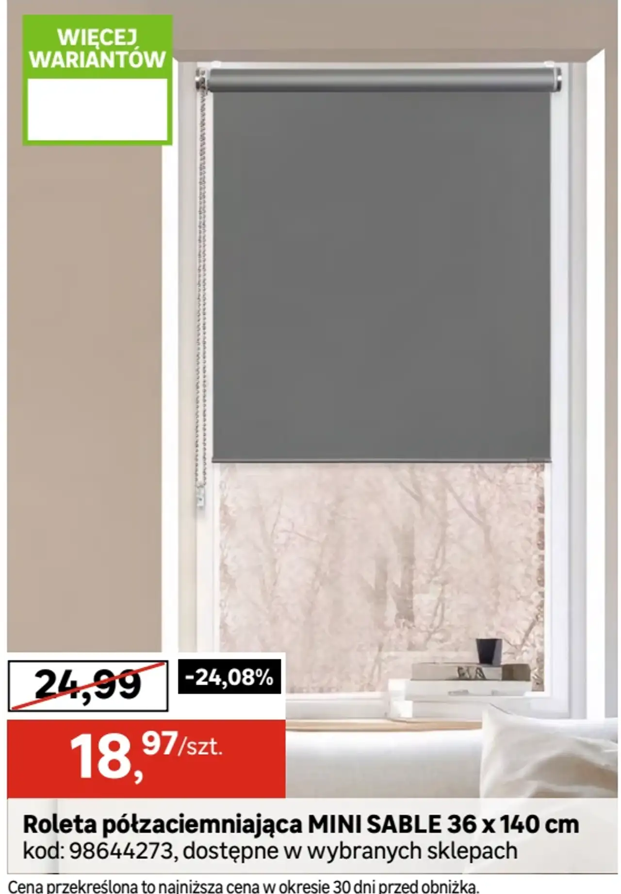 Roleta półzaciemniająca MINI SABLE 36 x 140 cm