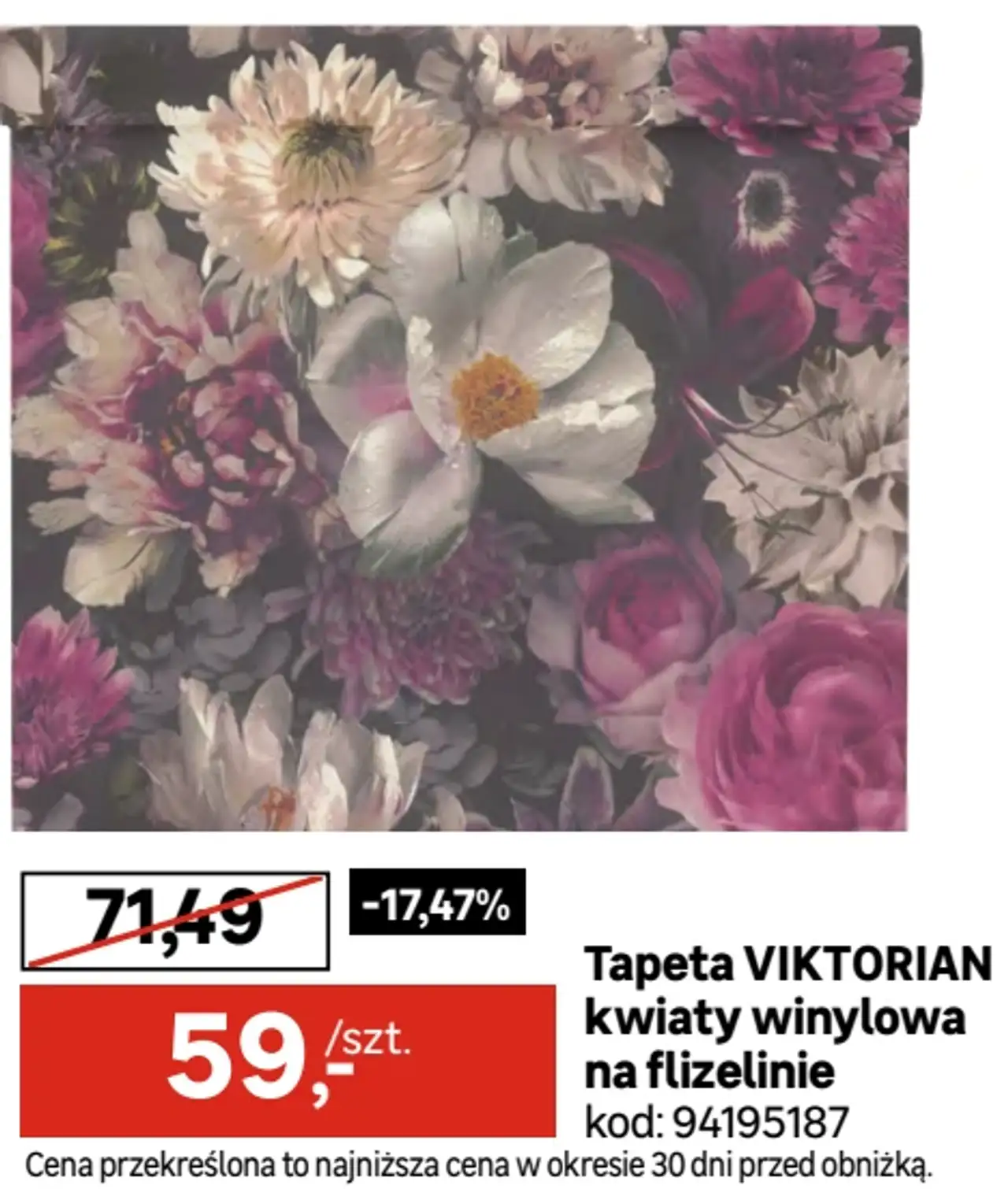 Tapeta VIKTORIAN kwiaty winylowa na flizelinie