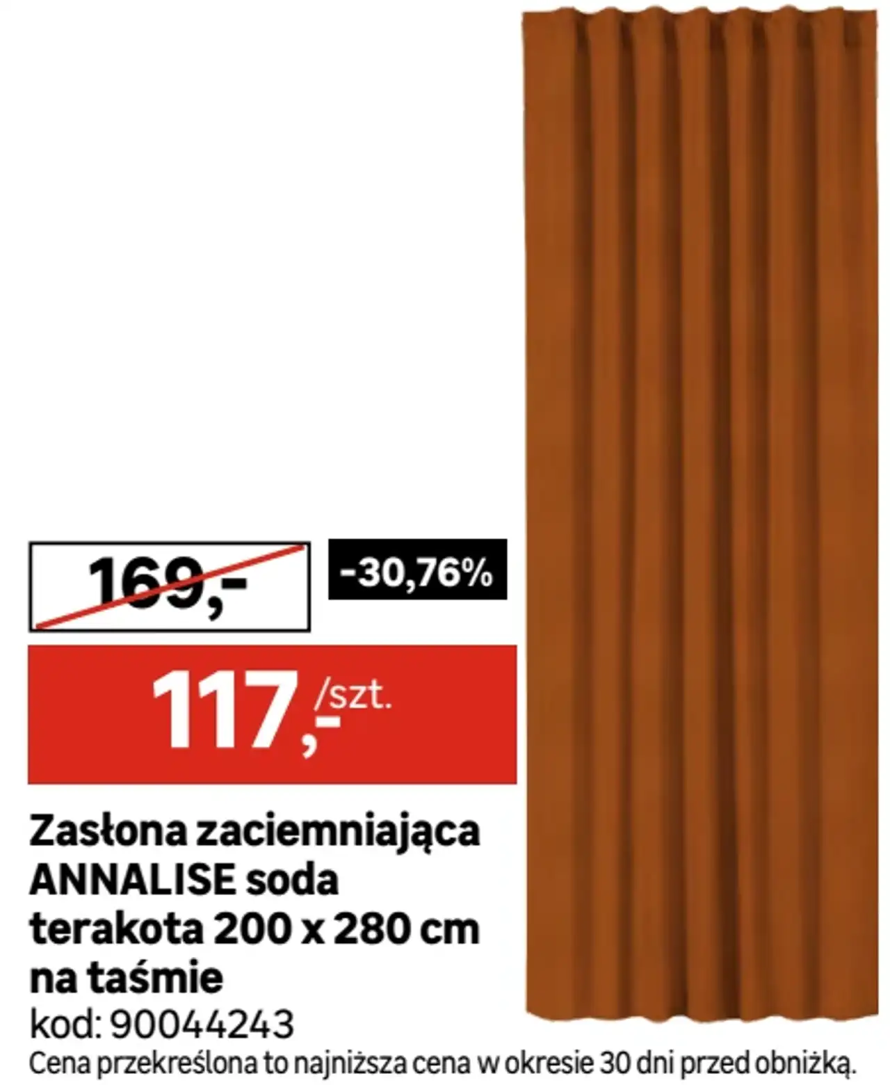Zasłona zaciemniająca ANNALISE soda terakota 200 x 280 cm na taśmie