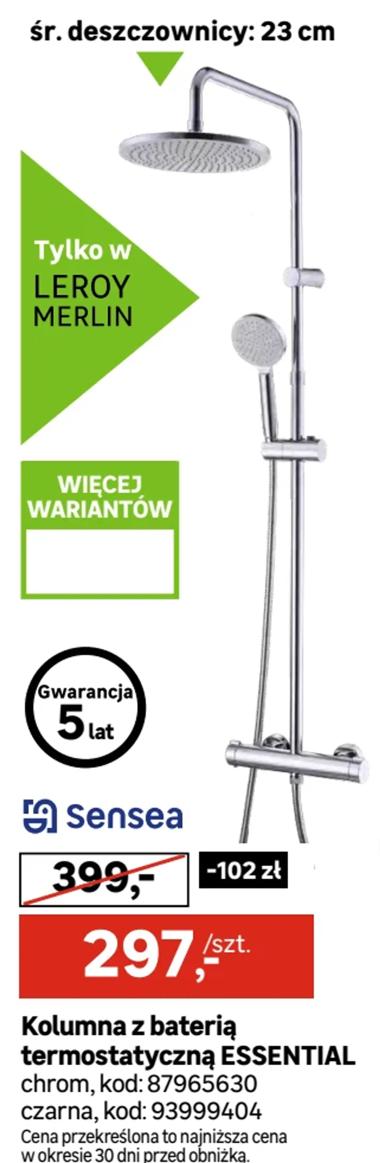 Kolumna z baterią termostatyczną ESSENTIAL Sensea