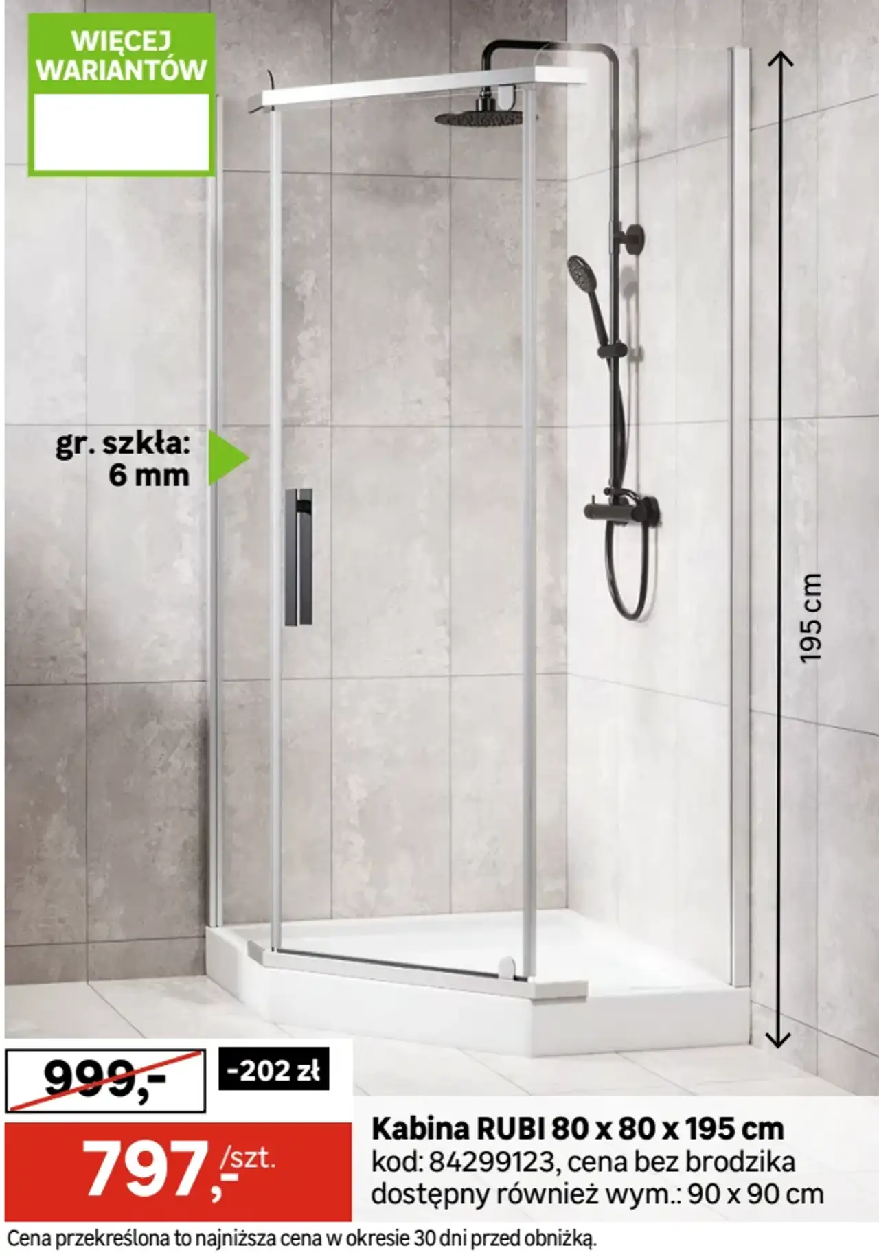 Kabina RUBI 80 x 80 x 195 cm