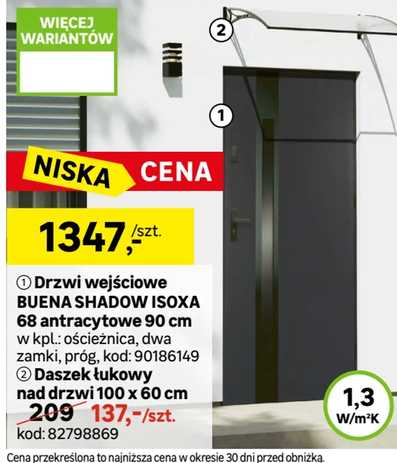 Drzwi wejściowe BUENA SHADOW ISOXA 68 antracytowe 90 cm