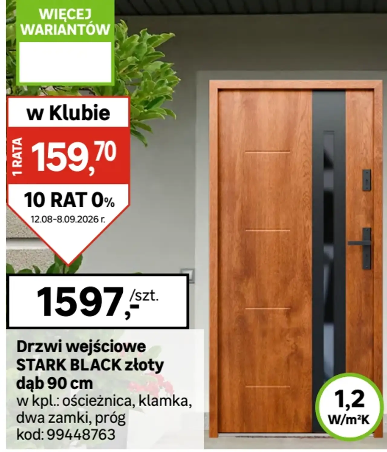 Drzwi wejściowe STARK BLACK złoty dąb 90 cm