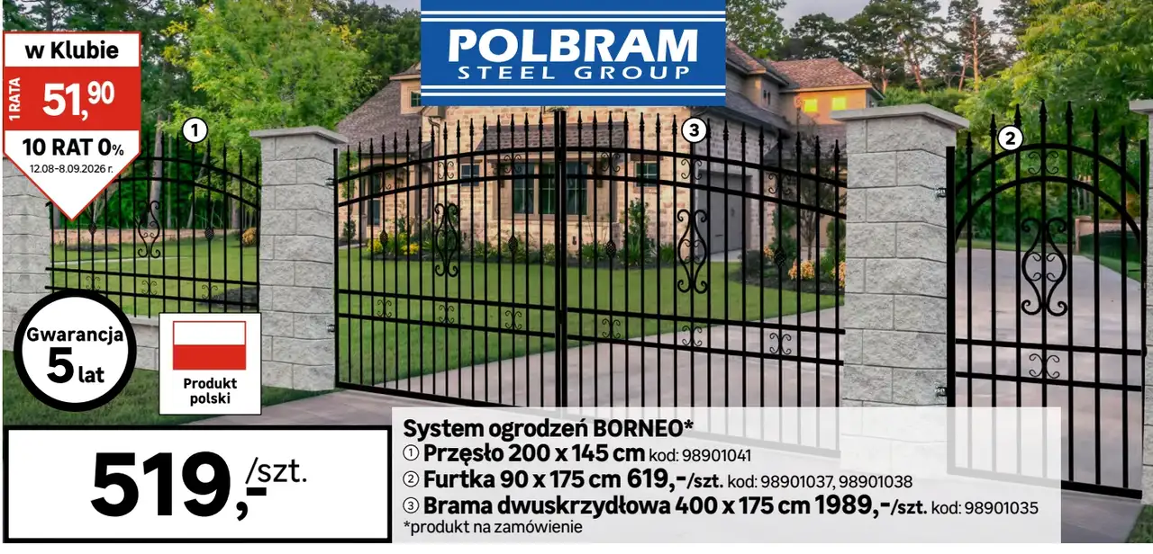 System ogrodzeń BORNEO - Przęsło 200 x 145 cm