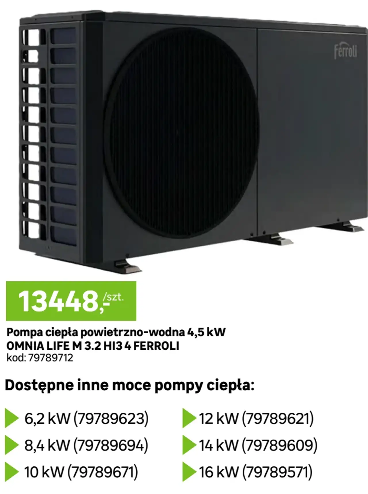 Pompa ciepła powietrzno-wodna 4,5 kW OMNIA LIFE M 3.2 HI3 4 FERROLI