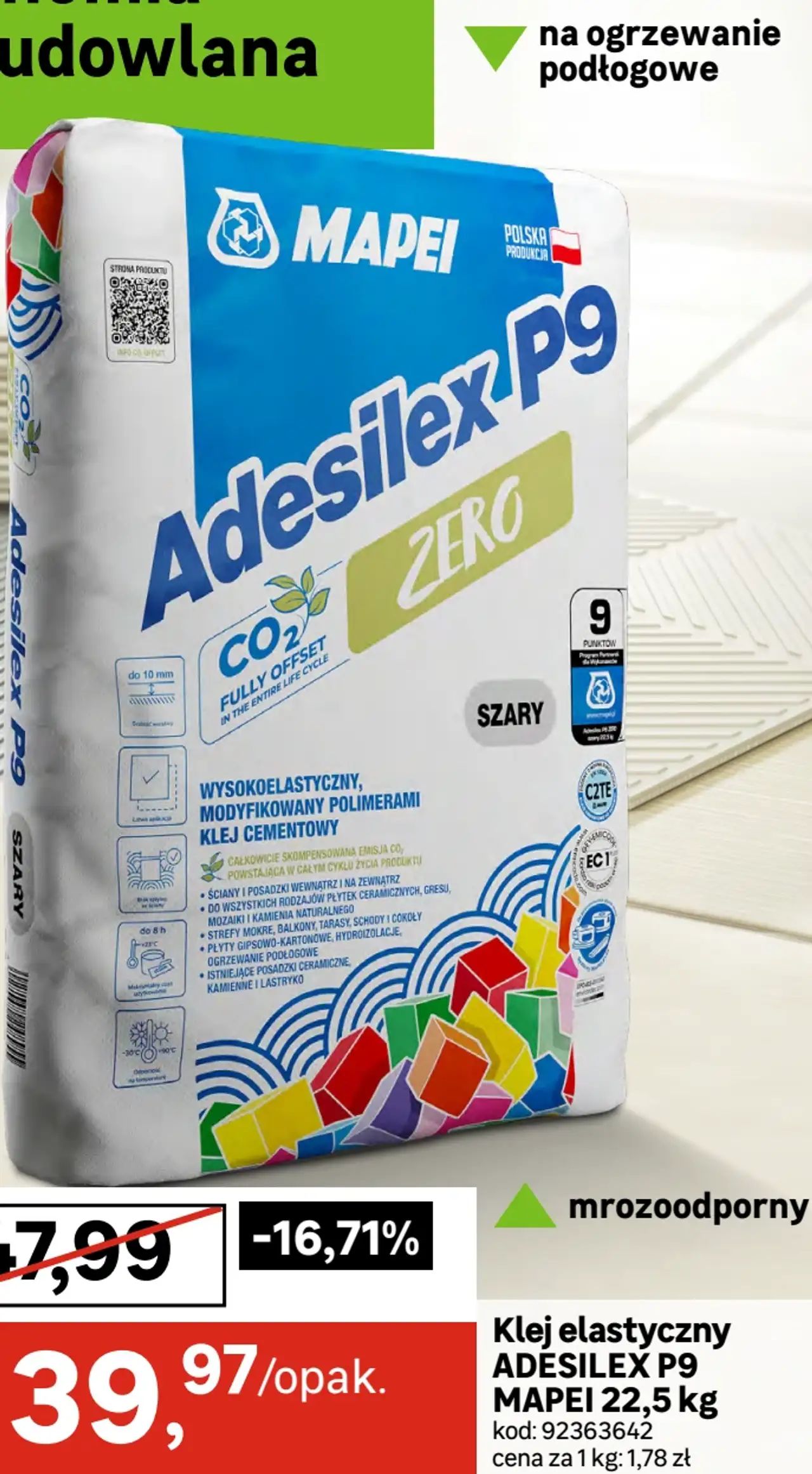 Klej elastyczny ADESILEX P9 MAPEI 22,5 kg