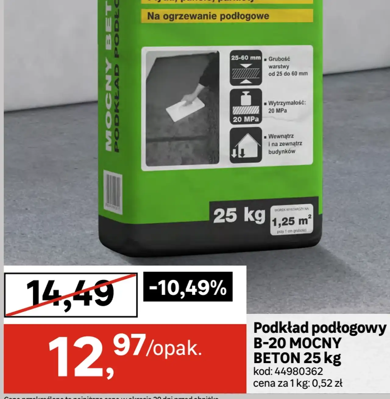 Podkład podłogowy B-20 MOCNY BETON 25 kg Axton