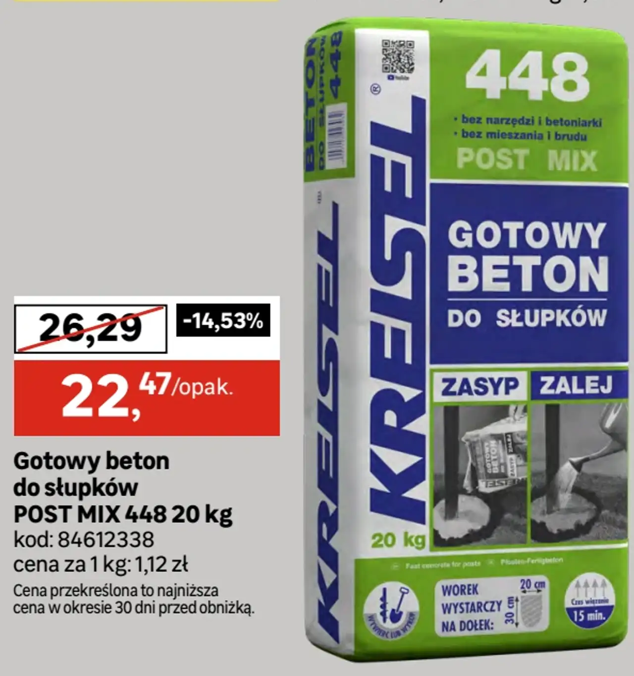 Gotowy beton do słupków POST MIX 448 20 kg Kreisel