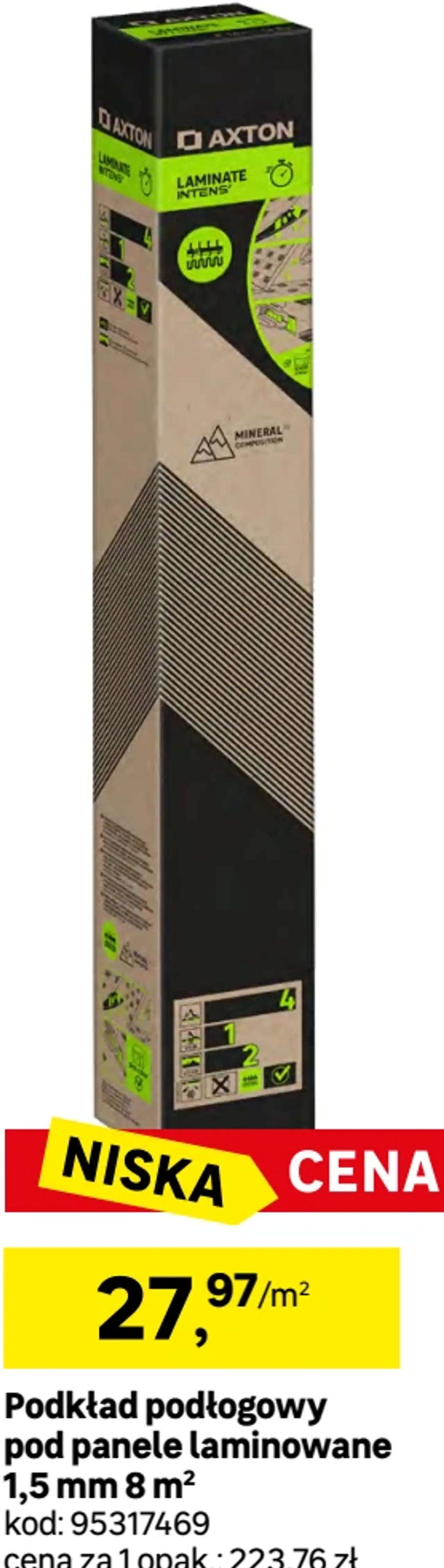 Podkład podłogowy pod panele laminowane 1,5 mm 8 m² Axton
